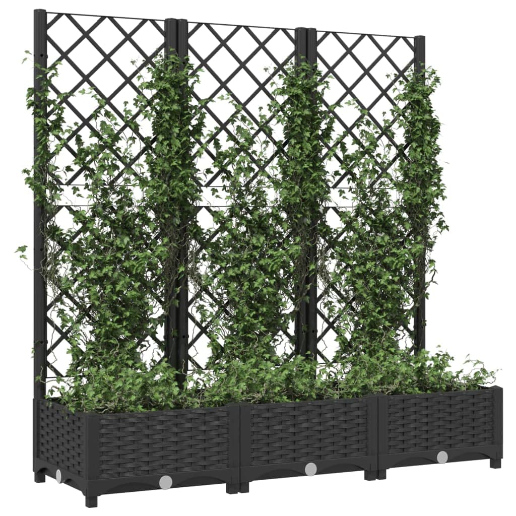 Générique Jardinière avec Treillis Noir 120 x 40 x 121,5 cm PP,Jardinage, Pots & Cache-Pots,318272