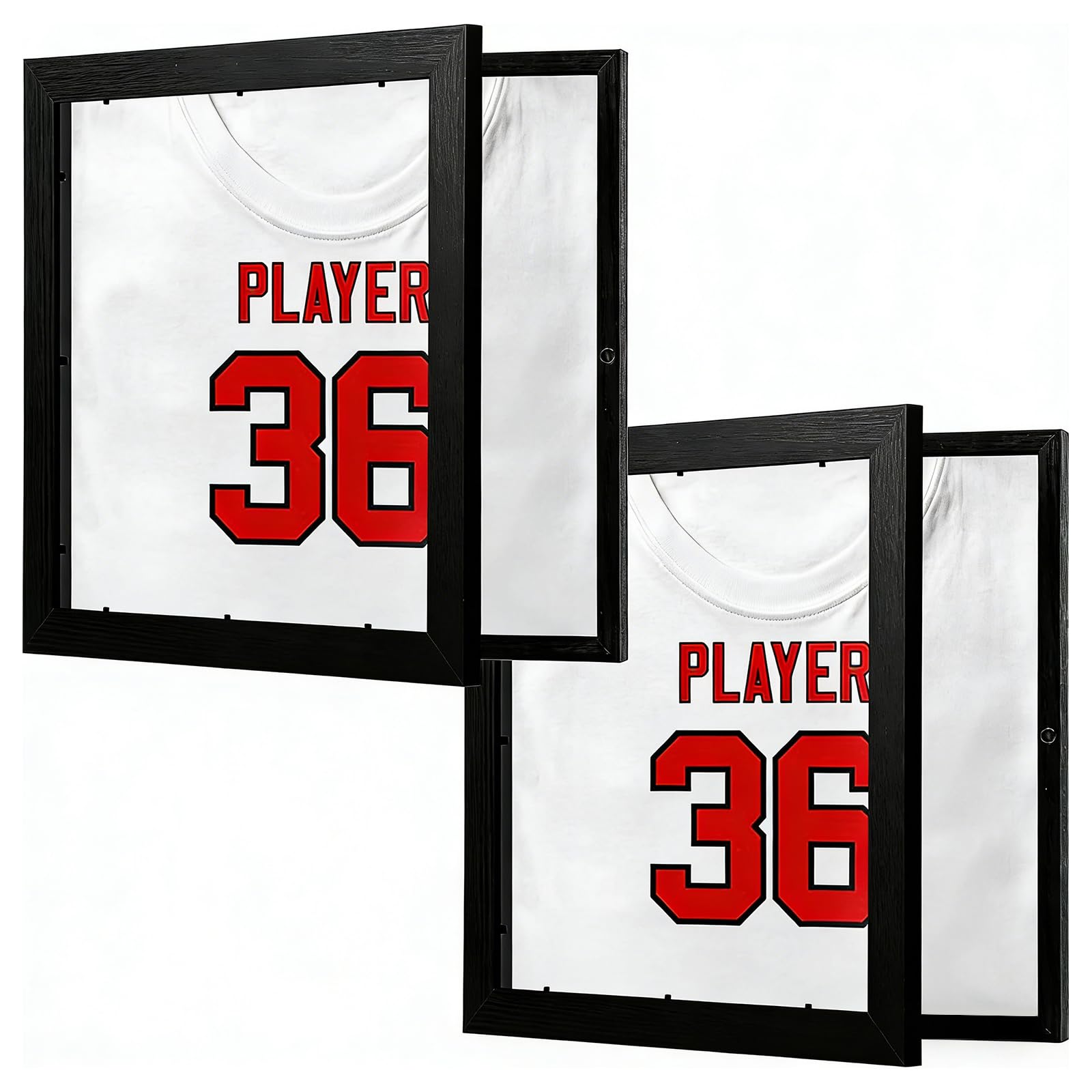 Cornice Per Maglia Da Calcio, 2 Pezzi Cornice Espositiva Per Magliette Sportive Per Casa Studio Soggiorno Baseball Giocatori Collezionisti Uniformi Scrivania Mensola 33x33 cm