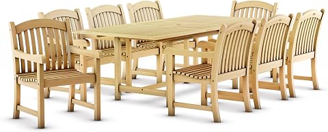 Amazonia Newcastle 9-Piece Outdoor Rectangular Dining Table Set | Certified Teak