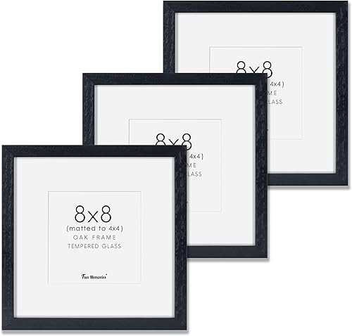 Miniatura 96 de Portarretratos de madera maciza de roble blanco de 4 x 4 pulgadas, marco de fotos cuadrado con vidrio templado real, marco rústico de madera