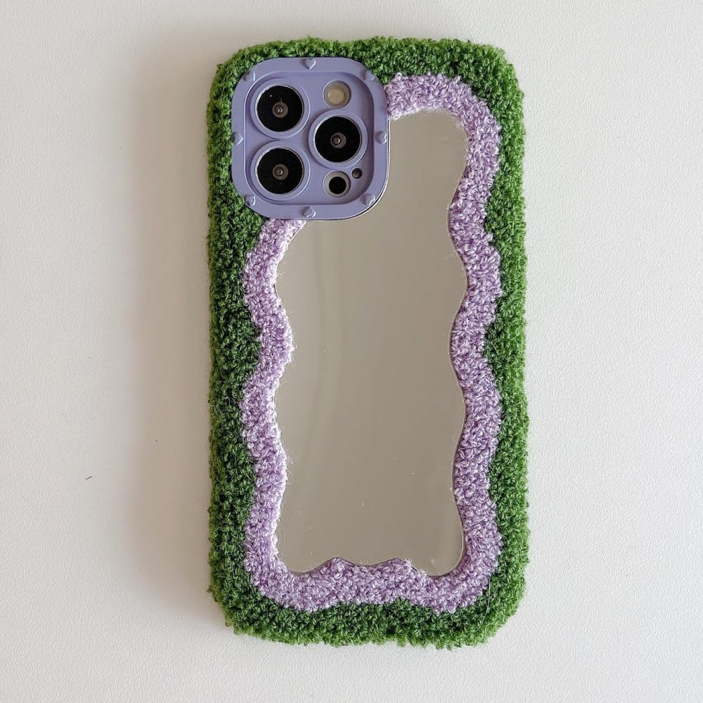 Waving case iPhone 13 vert design ondulé tendance hiver avec surface miroir chic