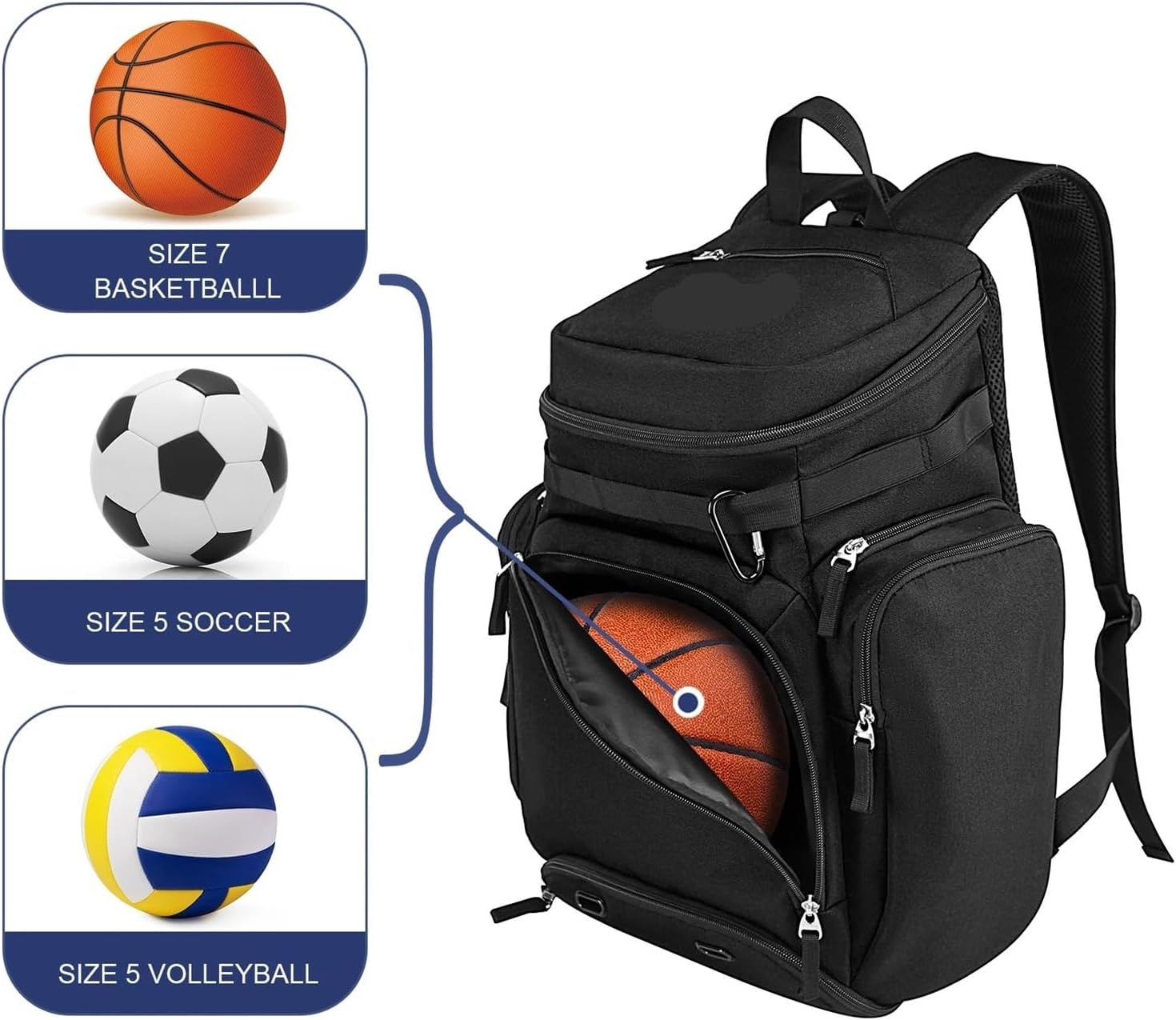 Basketball Bag Basketball Backpack Bag with Separate Ball Compartment and Shoes Pocket