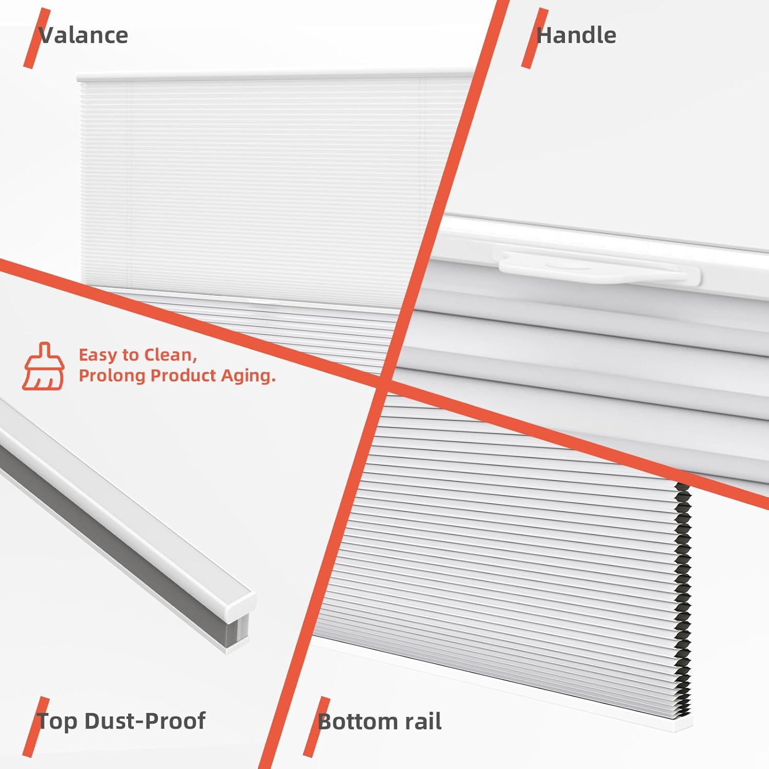 Cellular Shades, Cordless Top Down Bottom Up Honeycomb Blinds for Home, White Customize Size