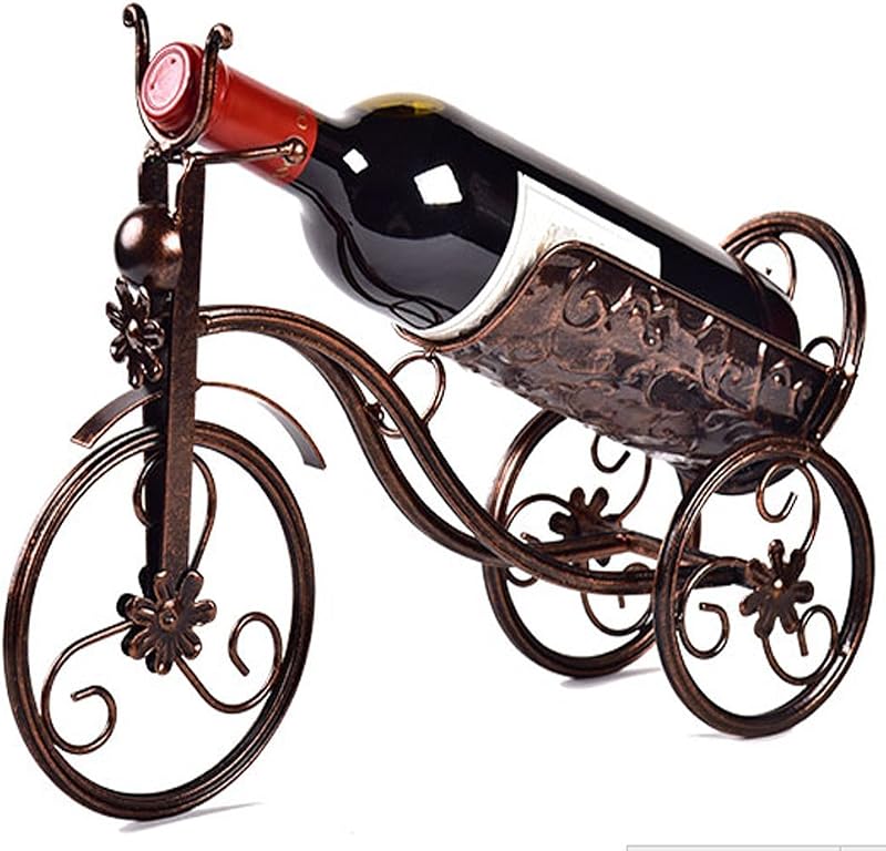 Soporte para vino de hierro forjado/Rack Bike Shape Tricycle Art Home Décor (bronce)
