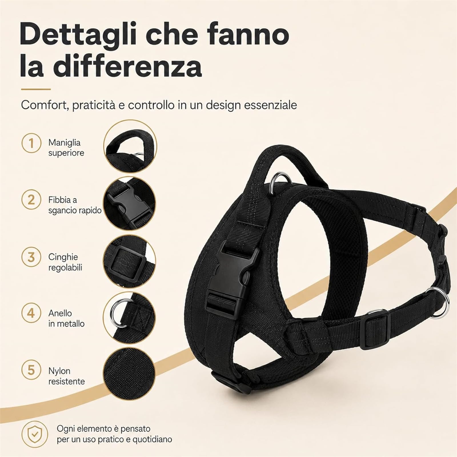 Veltrio Pettorina Cane Antitiro, Pettorina Anti Trazione Regolabile e Riflettente per Cani Piccoli e Medi, Comoda per Passeggiate e Addestramento