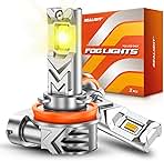 SEALIGHT H16 H11 H8 LED Fog Light Bulb Yellow, 800% Brightness 14,000 Lumens 3500K Amber Yellow H11 Fog Lights LED, Strong Penetration, Plug and Play, Parking Light Assemblies, Pack of 2