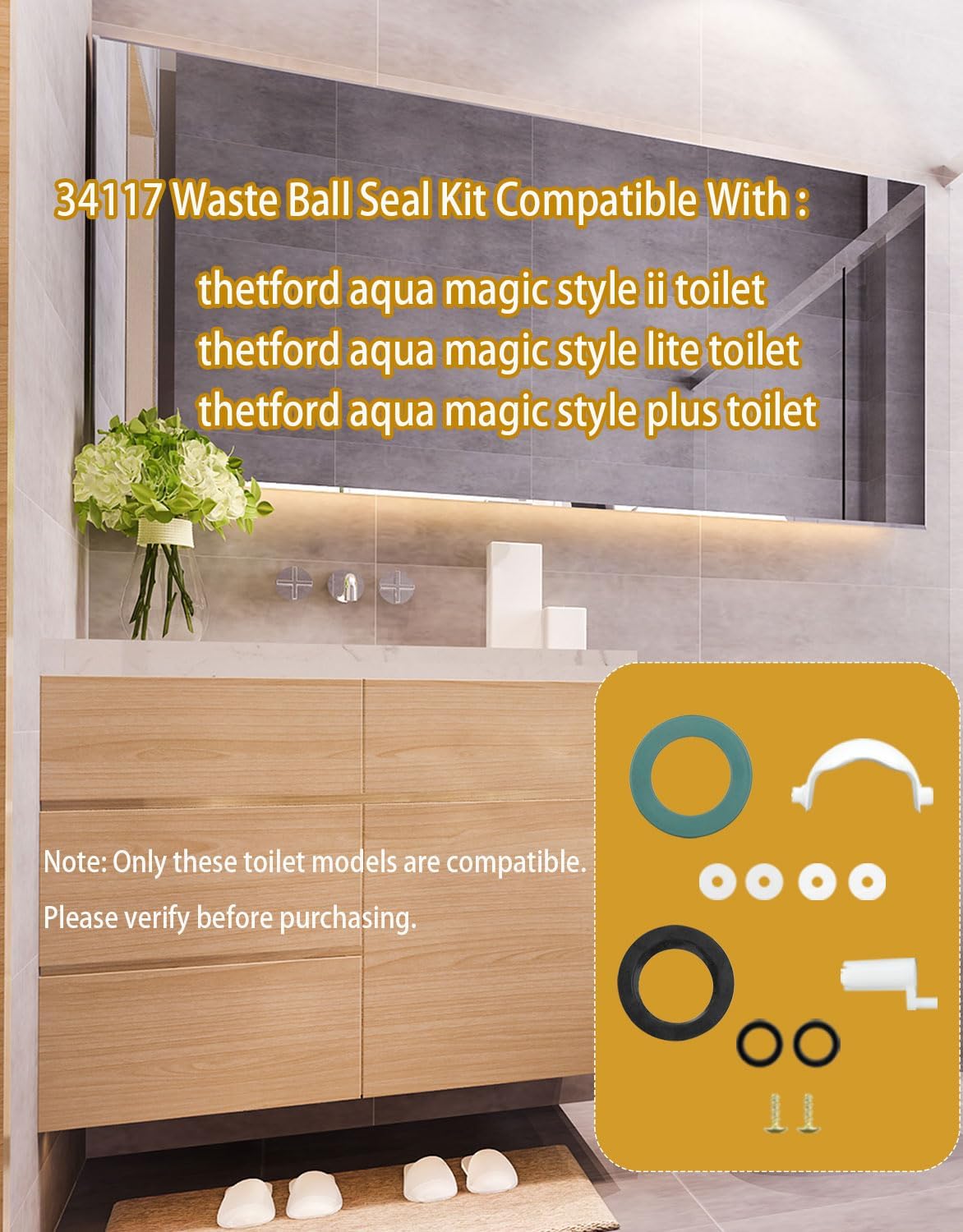 34117 Waste Ball Kit Compatible with thetford aqua magic Style II/Style Lite/Style Plus RV Toilet, Partial Replacement 34120 42048 42209, Includes Waste Ball Drive Arm, RV Toilet Parts