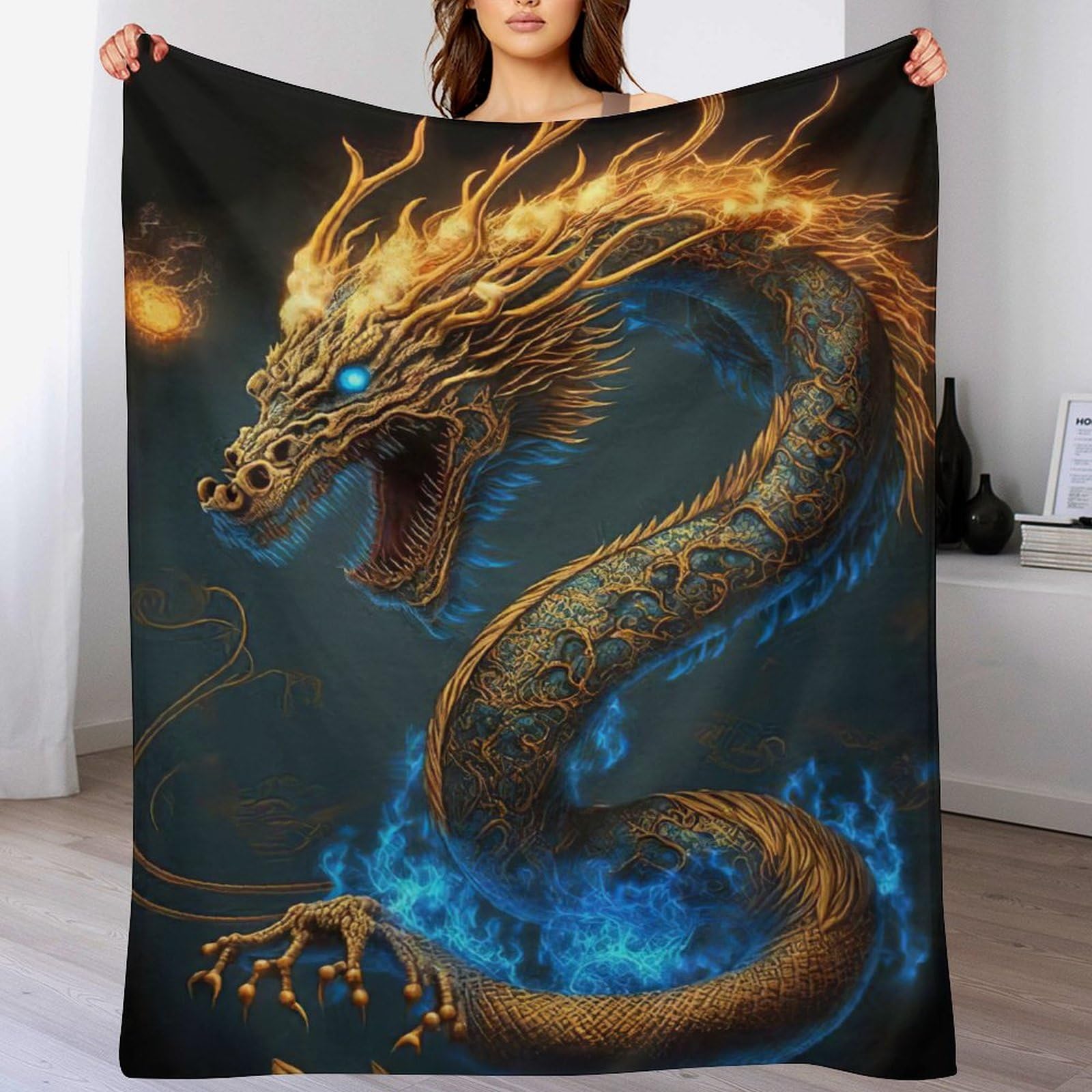 Couvertures de canapé dragon en flanelle aux finitions haut de gamme