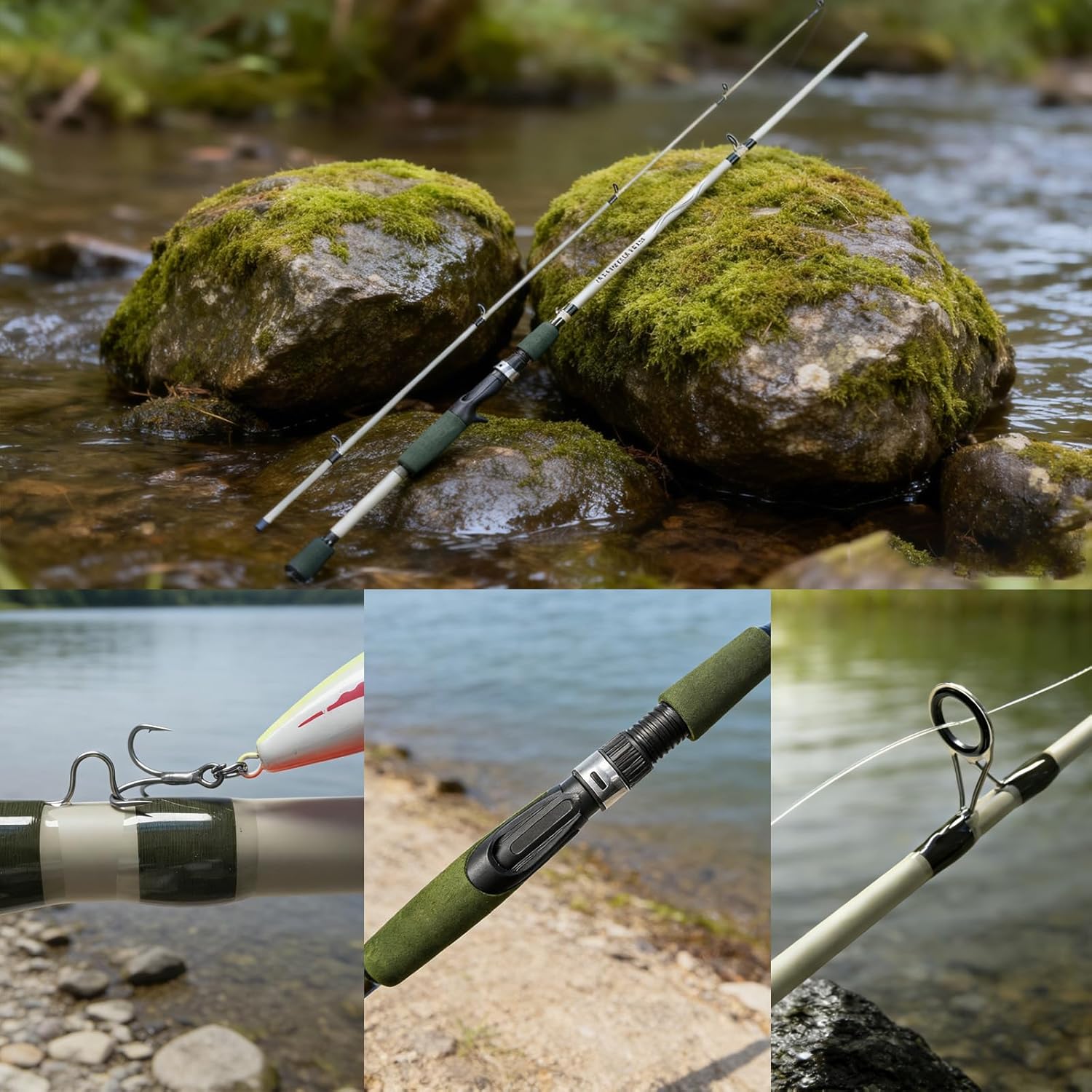 6’0” Medium Power Spinning Fishing Rod, Carbon-Fiberglass Composite Rod for Freshwater & Saltwater, Strong Yellow-Green Rod for Bass Trout Crappie, Affordable Great Gift for Fishing Lovers