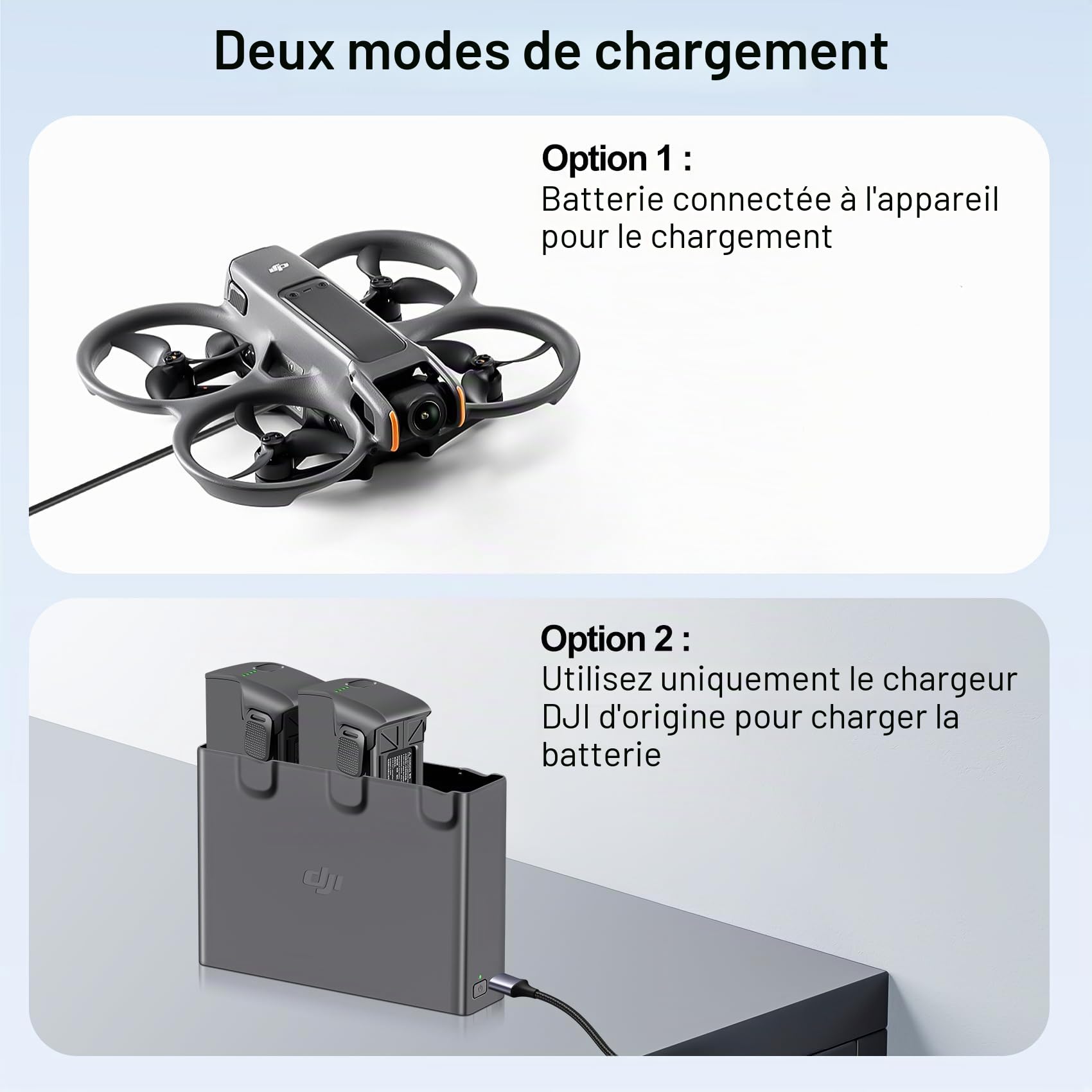 COOLSHOW Vol Intelligent Batterie Avata 2 2150mAh 2 Packs Offrant 23 Mins de Temps de vol Maximum et Triple Chargeur Batterie Avata 2 Hub de Charge Bidirectionnel Compatible avec Le Drone DJI Avata 2