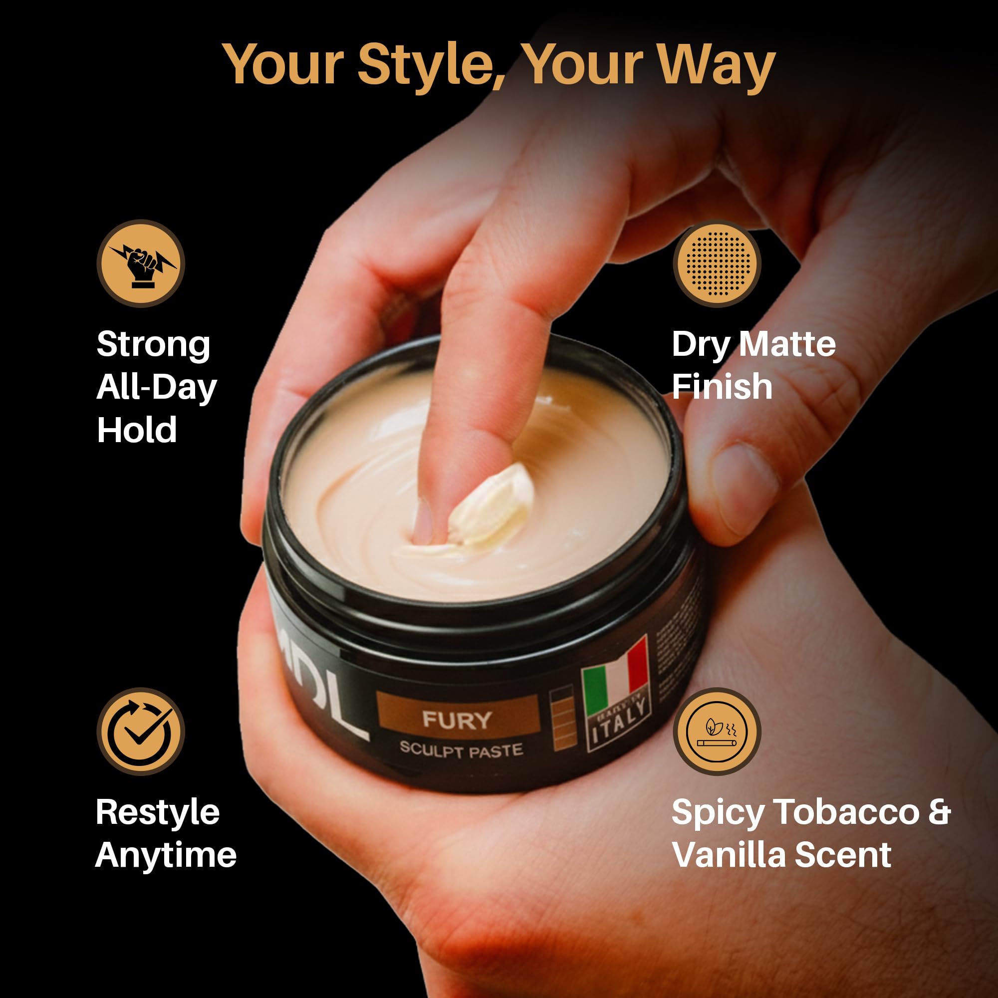 Amazon.com: MY DE LUCA MDL Sculpt Paste Hair Wax for Men, Water