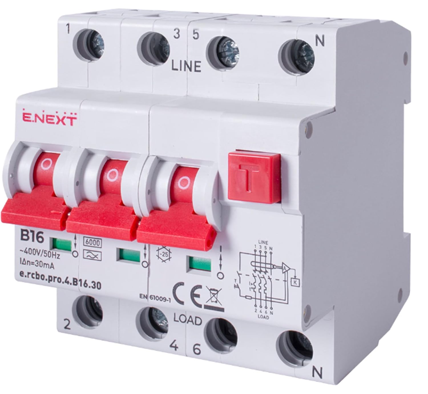 Disjoncteur-interrupteur différentiel FI/LS, KZS-2M, B16A, 30mA, 10kA