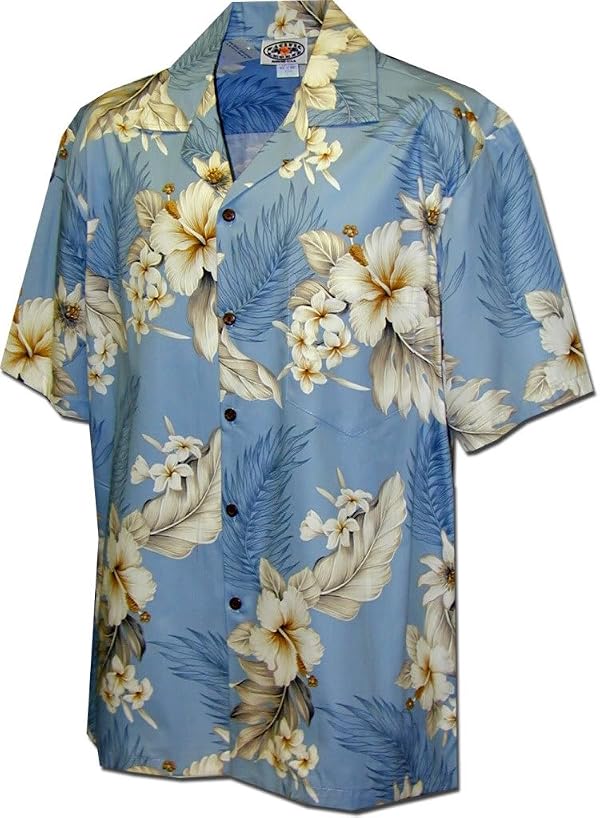 Pacific Legend Plumeria Hibiscus-Hawaiian Shirts-AMAZON3162BLUEL by Pacific Legend - Used condition - US$33.80