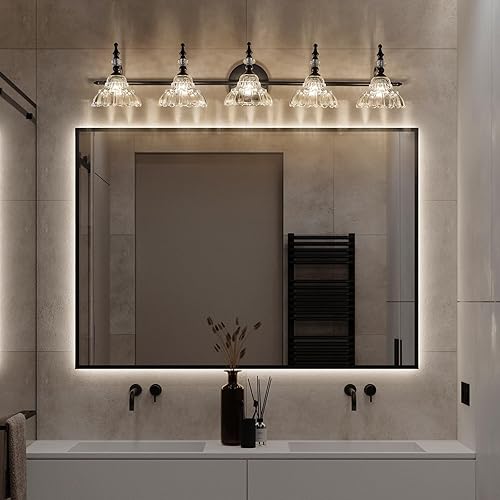 Miniatura 70 de HDDFL Luces de tocador de baño, accesorios de iluminación sobre espejo de latón mate, 3 luces de tocador, apliques de pared modernos para Cobrizo
