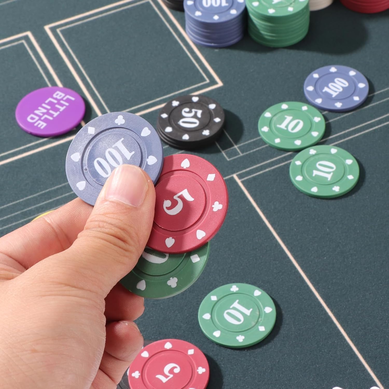 400Pc Numbered Fake Poker Chips Mahjong Chips 4g Light Weight Plastic Counting Chips Value Price Account Counters,Mini Trave Poker Blackjack Sets for Beginner,2 Decks Playing Cards Denominations Games