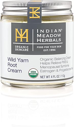 Indian Meadow Herbals Crema de raíz de ñame silvestre (4 onzas) - Crema equilibrante orgánica para el síndrome premenstrual y el alivio de la