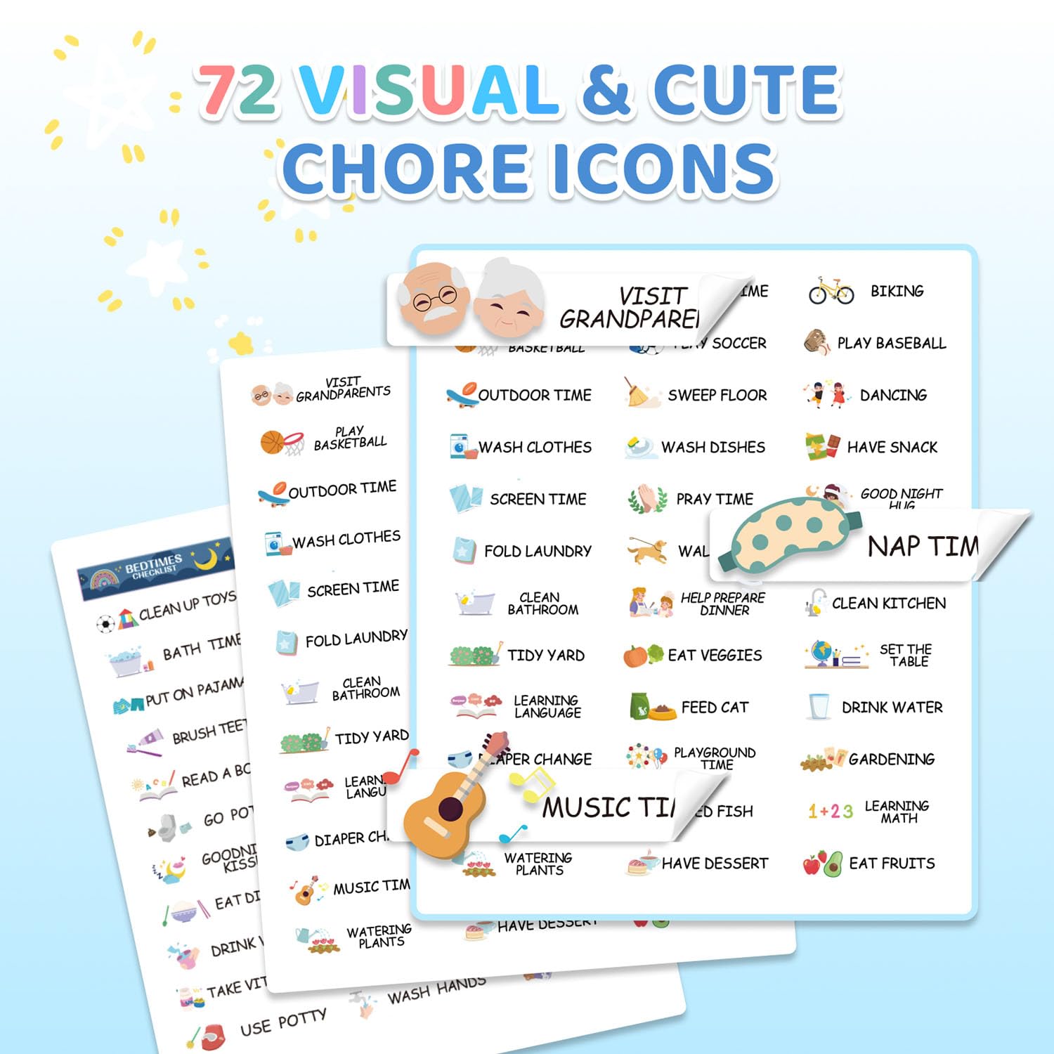 2 in 1 Bedtime/Morning Routine Chart for Kids Toddlers, Magnetic Chore Chart for Kids, Cute Visual Schedule for Kids Schedule Board for Home, Kids Checklist to Do List ADHD Tools for Kids