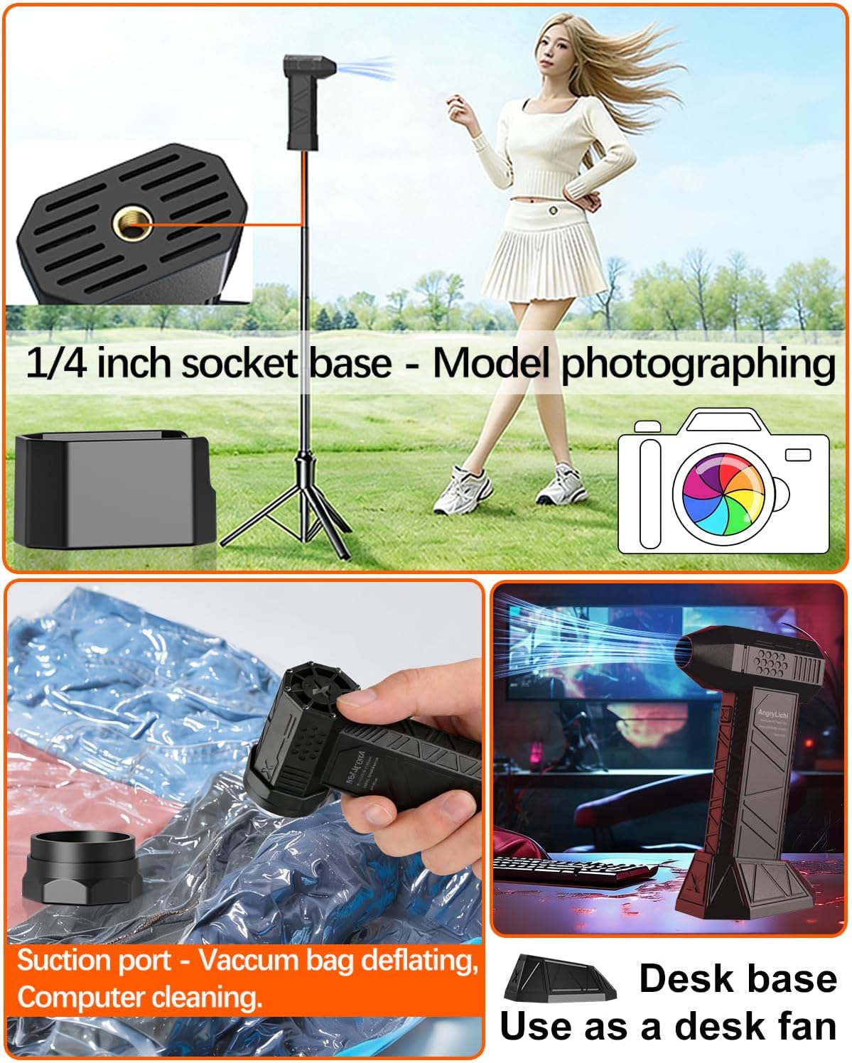 P2 Compressed Air Duster-130000RPM Super Power Electric Air Duster, 4-Gear Adjustable Mini Blower with Fast Charging, Dust Blower for Computer, Keyboard, House, Outdoor and Car