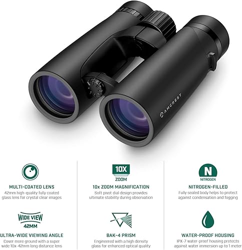 Miniatura 2 de Amcrest Binoculares de prisma de techo de 10 x 42 pulgadas para adultos, binoculares profesionales HD para observación de aves, viajes, observación