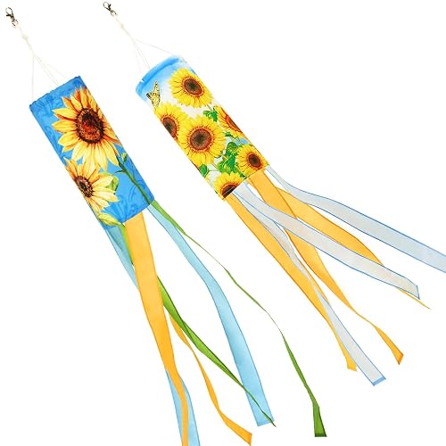 NOVWANG 2 Pieces Sunflower Windsock, 40 Inch Wind Socks for