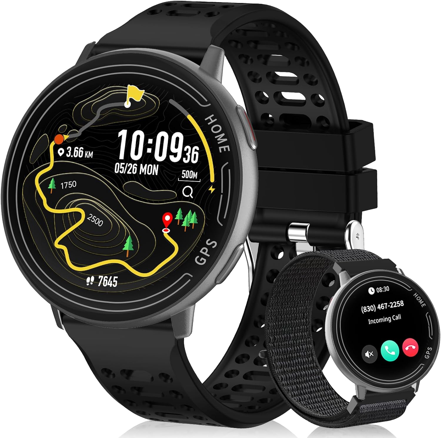 GPS Smart Watch for Men, 1.39" AMOLED Screen Smartwatches, GPS, AI, Bluetooth Call & Text, Health, 100+ Sport Modes Sleep 3ATM Waterproof Activity Fitness Tracker, Smartwatch for Android iPhone