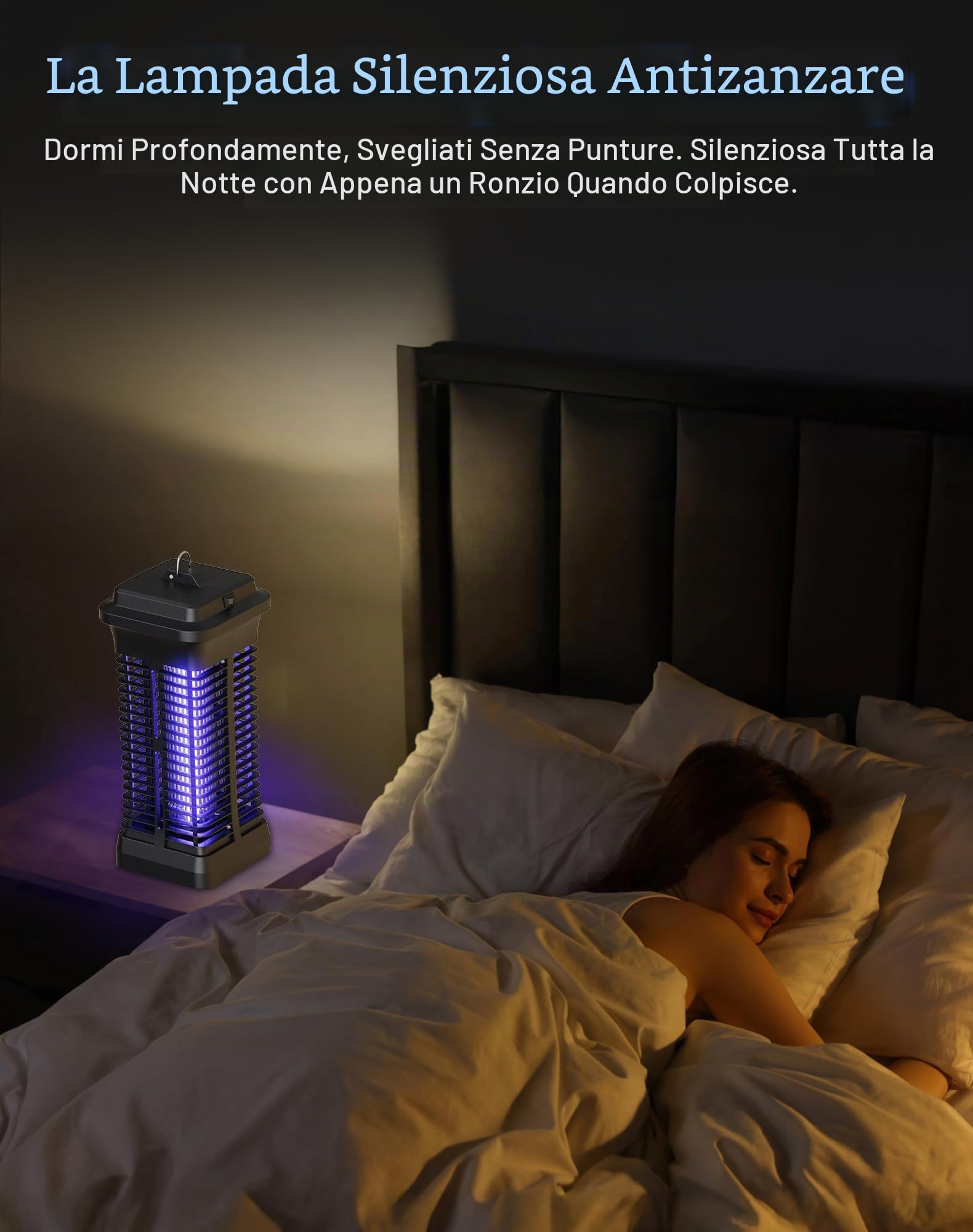 Lampada Antizanzare Elettrica, 6W Elettrica Ammazza-zanzare Portata Effettiva 30m², Ammazza-insetti Elettrico con Interruttore e Cavo da 1,2m, Uccide Efficacemente gli Insetti Volanti per Uso Interno
