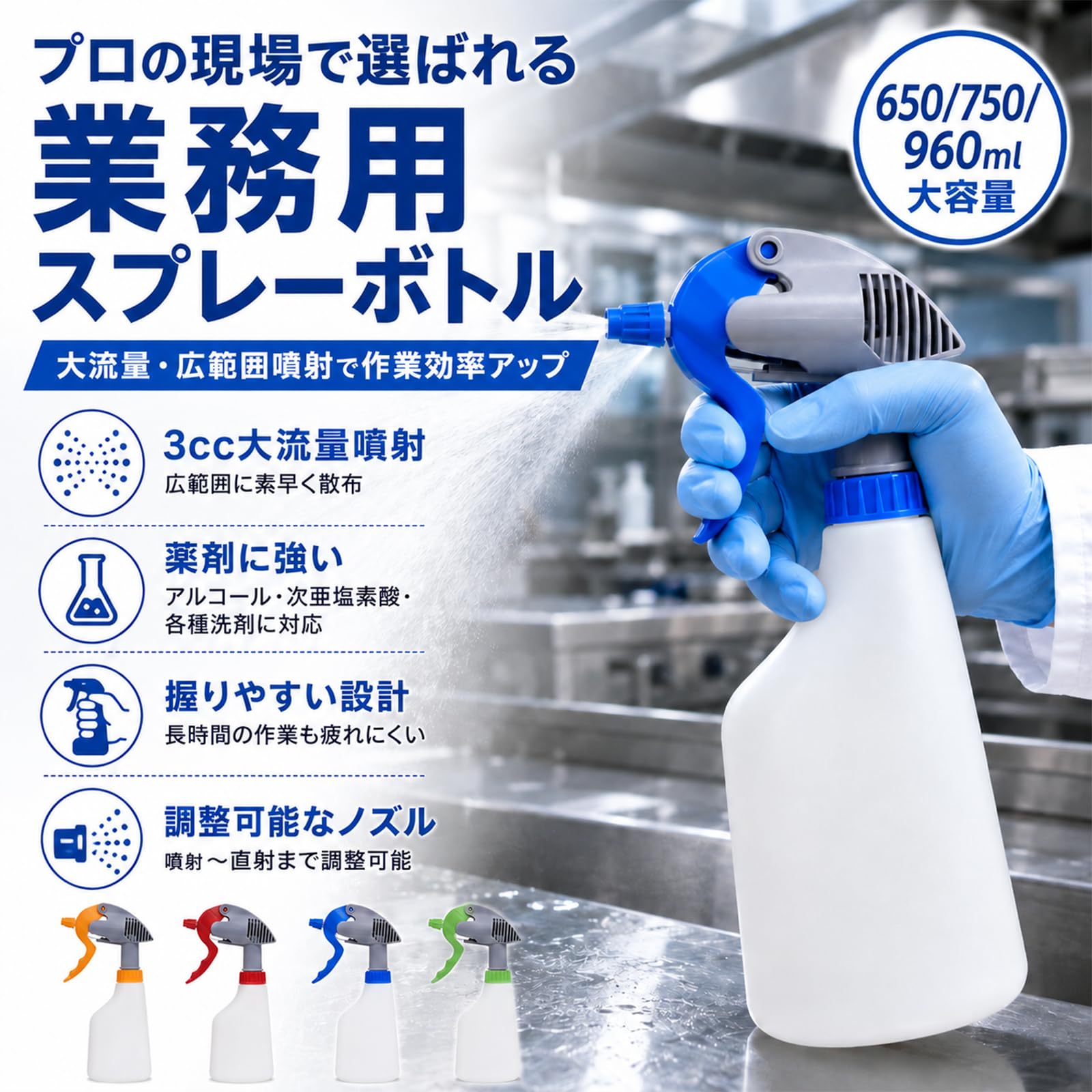 Amazon.co.jp: DrDirt スプレーボトル960ml 4個セット 大流量型3cc