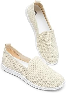 BABUDOG Women's Mesh Flats Shoes Breathable Slip on Shoes Casual Black and White Flats