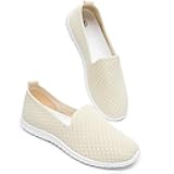 Women's Mesh Flats Shoes Breathable Slip on Shoes Casual Black and White Flats Comfortable Walking Shoes