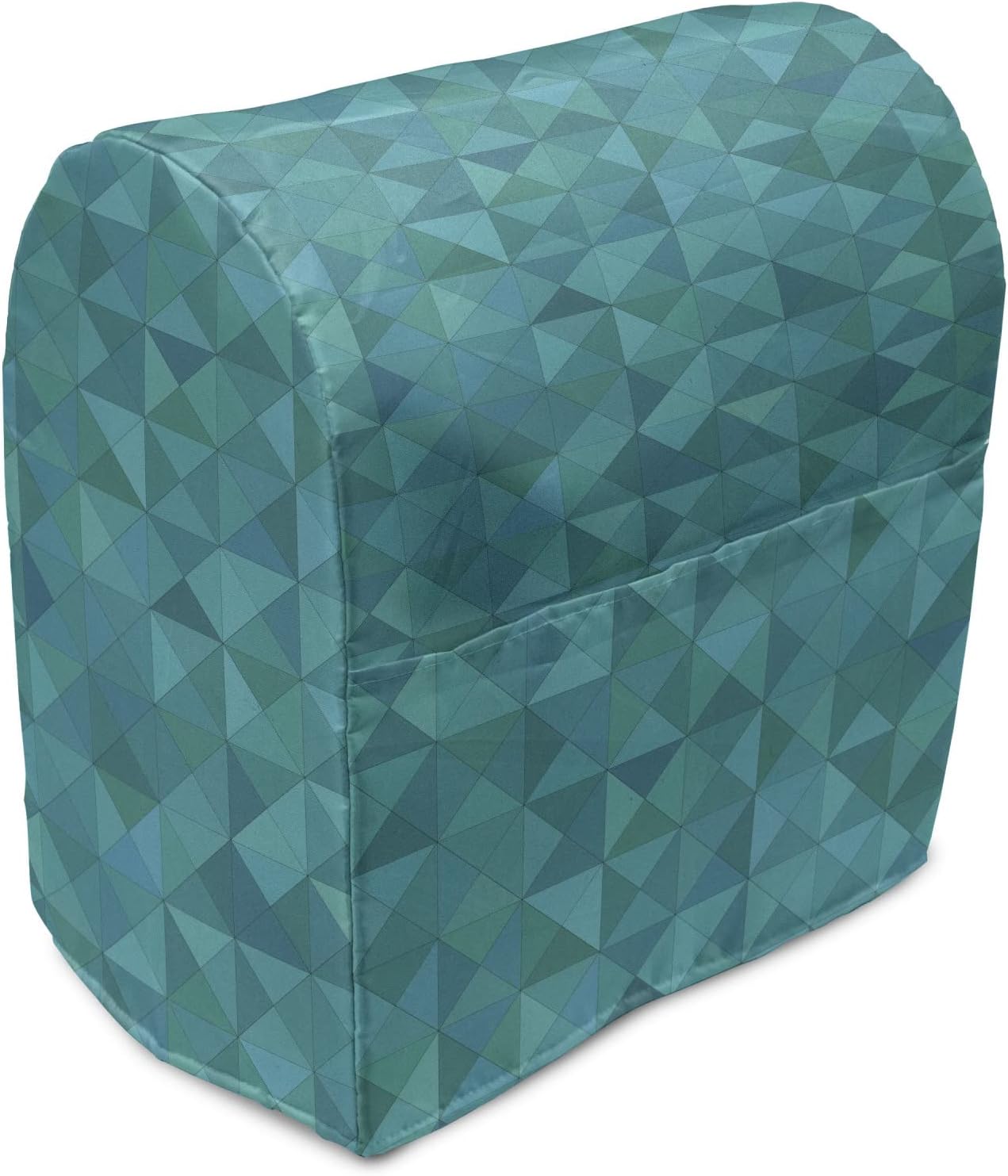 Ambesonne Teal Stand Mixer Cover, Geometrical Shapes Triangles Squares Modern Abstract Art Different Shades of Blue, Kitchen Appliance Organizer Bag Cover with a Pocket, 6-8 Quarts, Turquoise Aqua