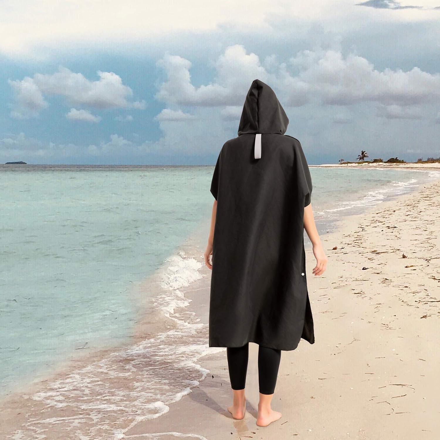 MIFXIN Beach Towel Changing Robe Microfiber Surf Beach Wetsuit Poncho Robe Hooded Quick Drying Surfing Swimming Beach Bath Towel One Size for Adult Men Women (Black) : Sports & Outdoors