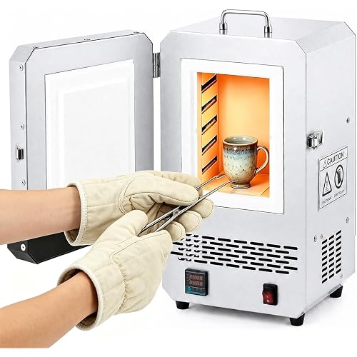 Garvee Electric Kiln, 1500W Melting Furnace Max Temperature 2192℉/1200℃ Temperature Control Pottery Kiln, for Jewelry Making, Metal Casting, Pottery Glazing and DIY Projects