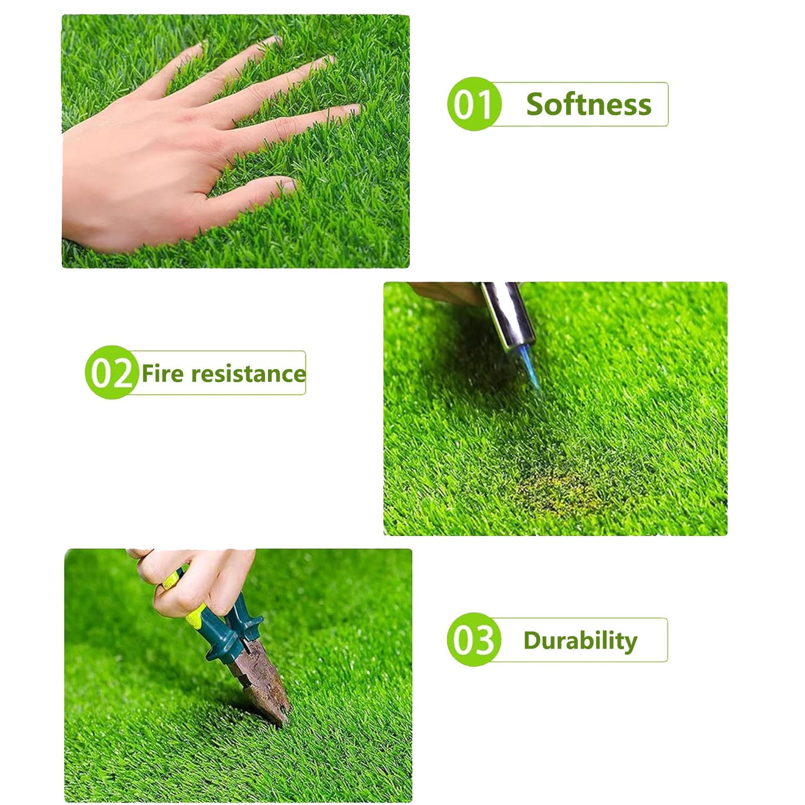 Tappeto in Erba Sintetica Premium 2x3,5 m per Esterni, Ideale per Patio, Balcone, Giardino, Prato, terrazzo e Veranda. Tappeto in Erba Artificiale Verde Resistente.