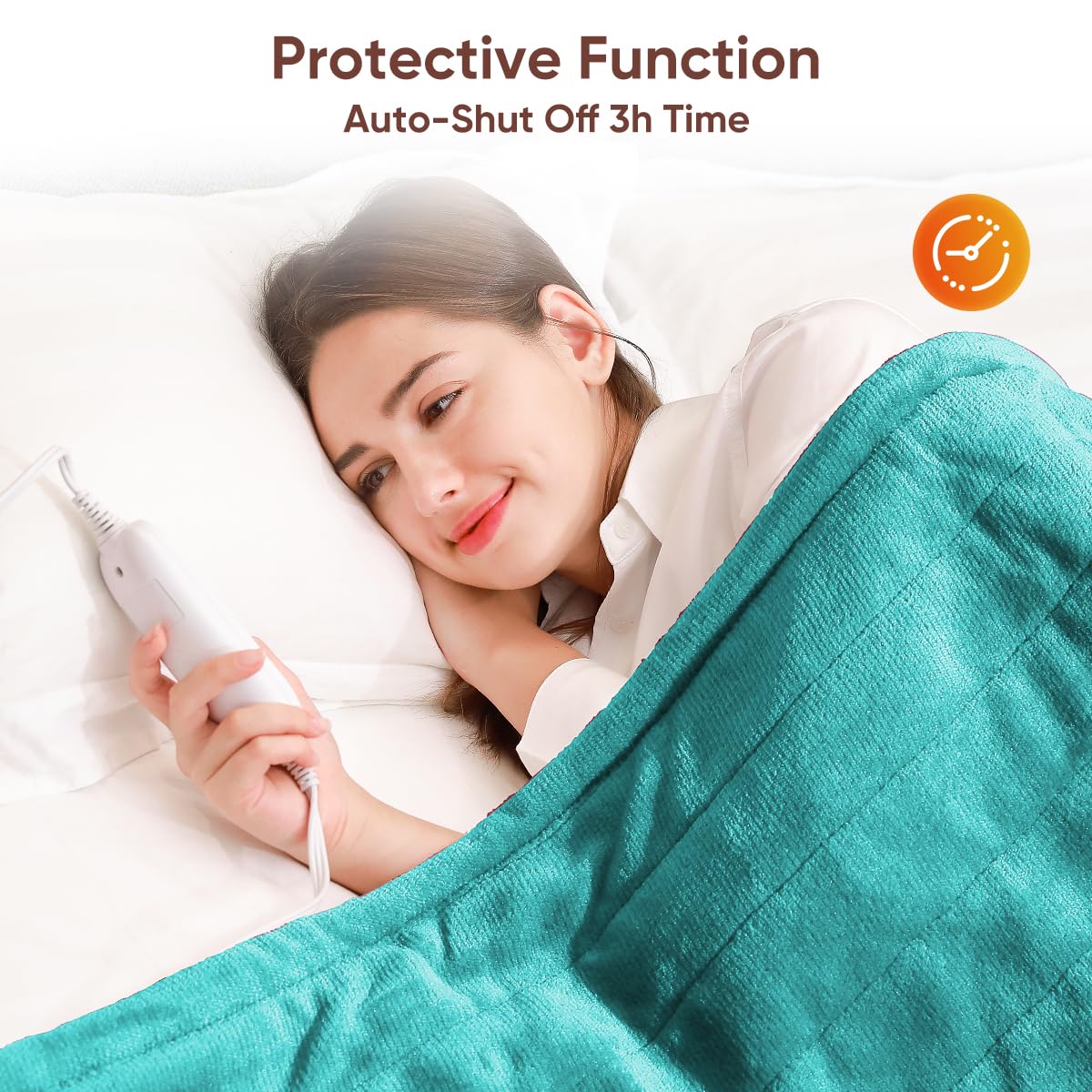 Mlivrom Electric Heated Throw Blanket with 6 Heating Levels & 1-3 hrs Timer Auto-Off,Fast Heating Fleece Warm Bedding Blanket for Whole Body,ETL Certification,Machine Washable (Green, 72''Ã—84'')