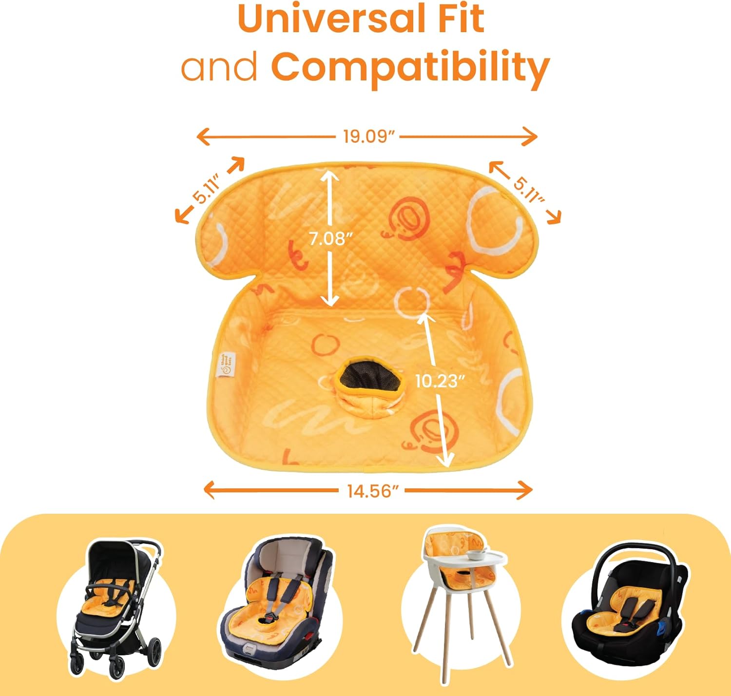 Piddle Pad 2-Pack, Potty Training Car Seat Protector, Toddler Car Seat Cover & Stroller Protector, Machine Washable Waterproof Car Seat, Anti-Slip, Universal Fit (Orange)