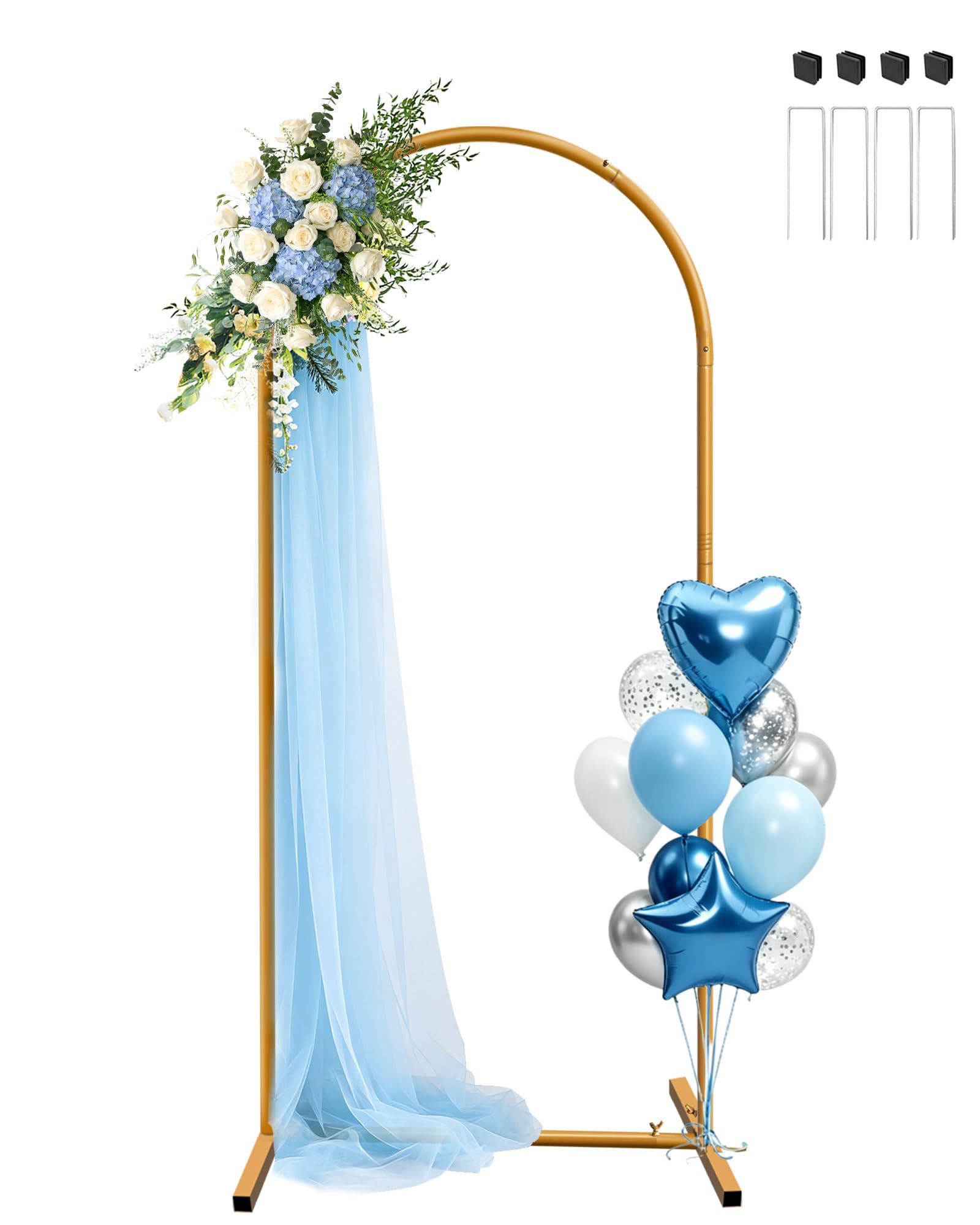JEBUTU 6ft Wedding Arch Backdrop Stand, Metal Arch Backdrop Stand, Balloon Arched Frame for Wedding Birthday Party Bridal Baby Shower Garden Floral Arched Decoration Halloween Fathers Day (0.8x1.8m) — image 1