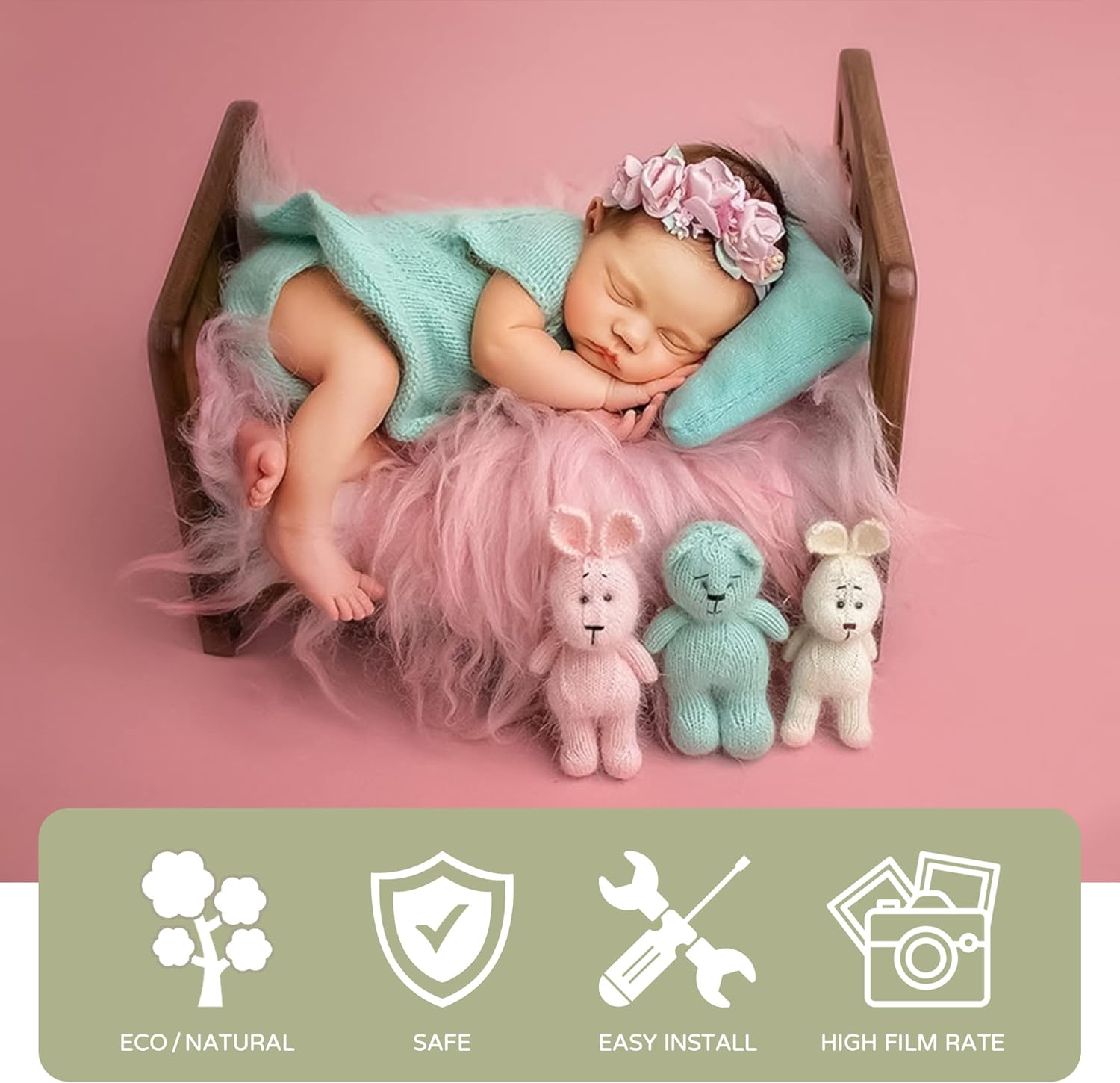 Brown Newborn Photography Props Wooden Bed Vintage Baby Photo Prop Baby Photoshoot Props Doll Bed Accessories Pretend Play Photoshoot Props