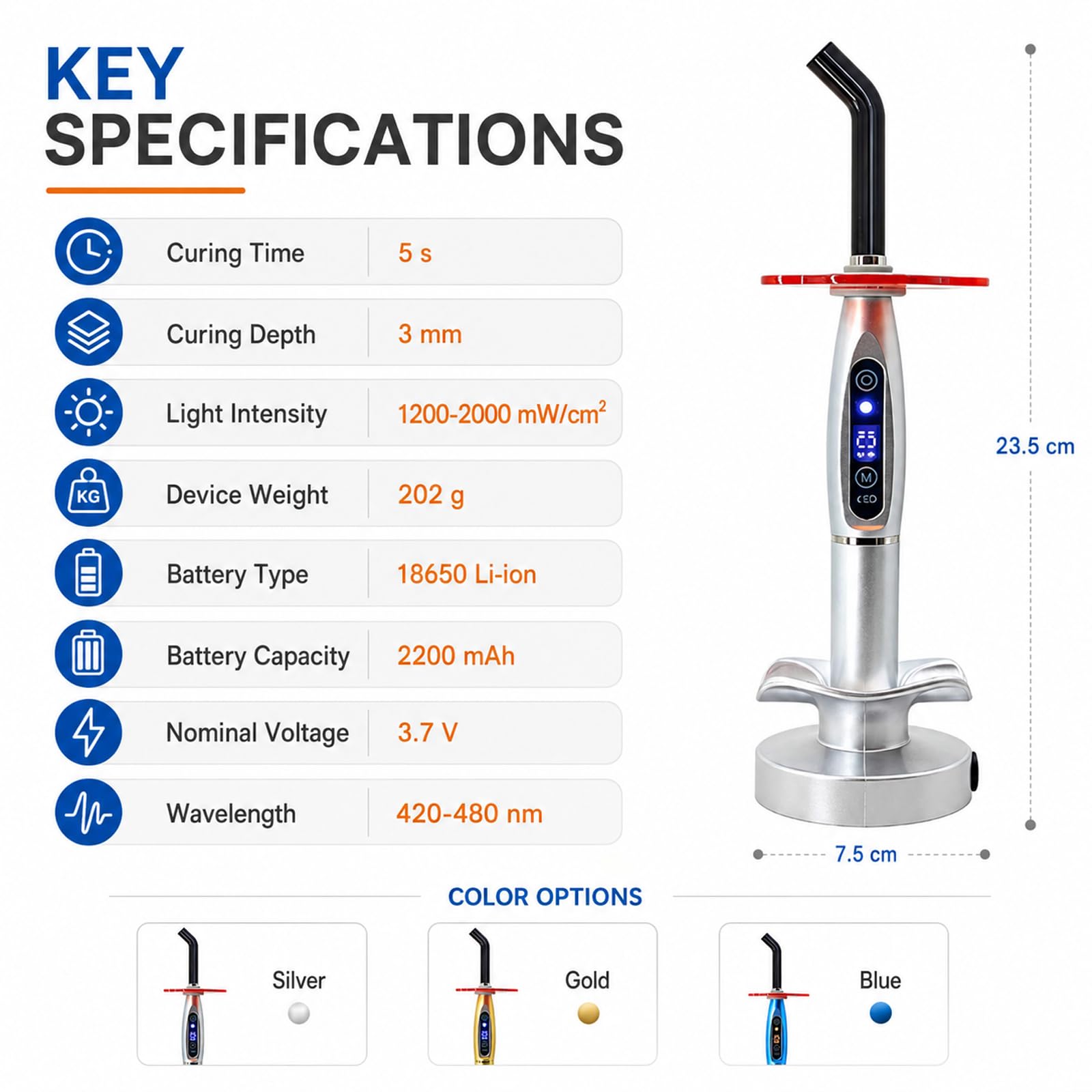 Kit de décoration Dentaire LED,Lampe LED pour Bijoux dentaires,Appareil polymérisation UV LED buccal,Modes d'intensité Variable(clignotement Puissant et progressif),Outil pour kit décoration