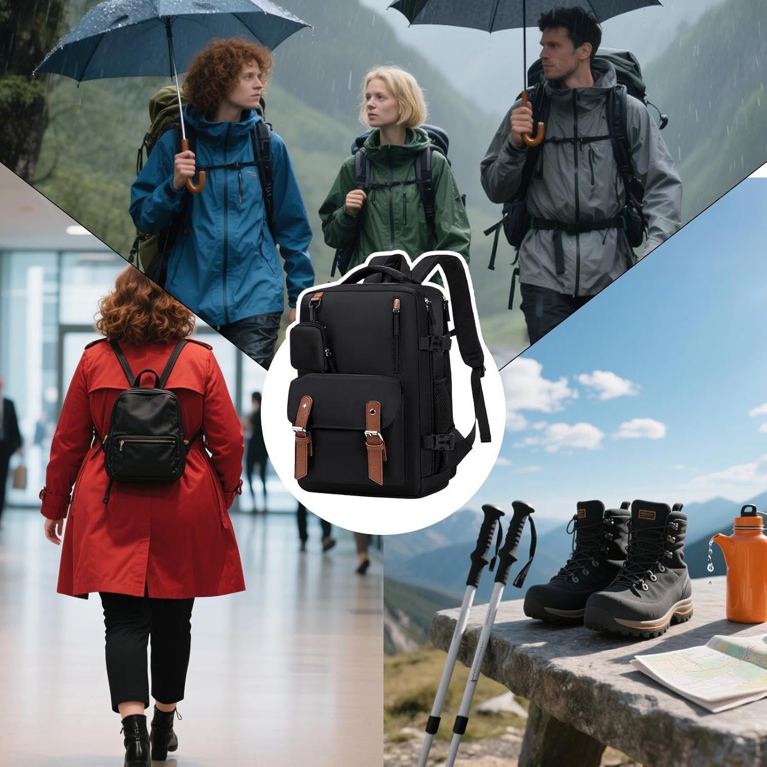 男性用大容量トラベルバックパック - 韓国スタイルの拡張可能バックパック 防水 | ジッパー付きの伸縮性のあるメッシュサイドポケット