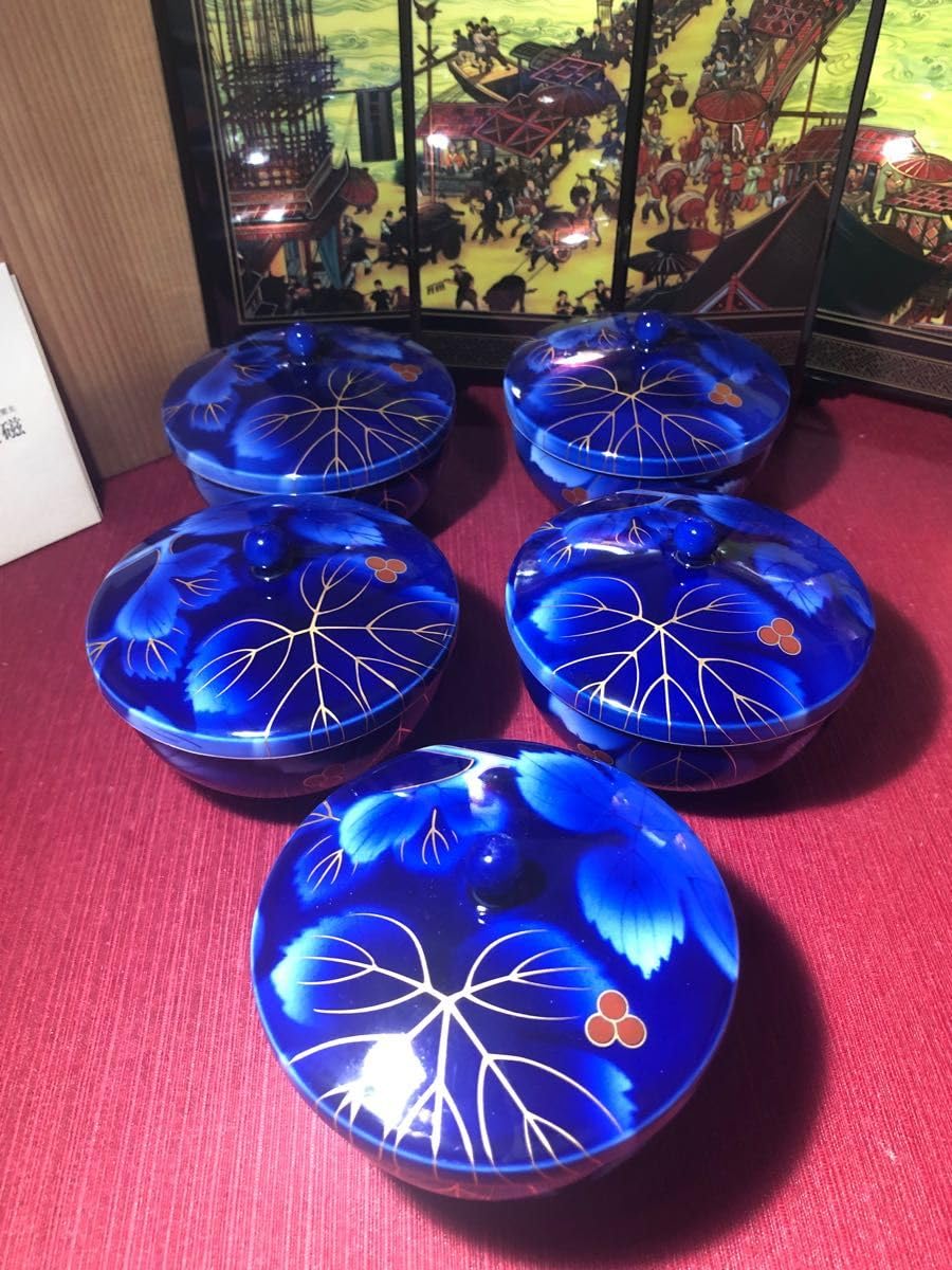 深川製磁 茶器揃 瑠璃葡萄 急須 蓋付き湯呑み5客 宮内庁御用達 深川製磁 瑠璃葡萄 茶器揃 蓋付き湯呑5客＋急須 | D-plus-stock