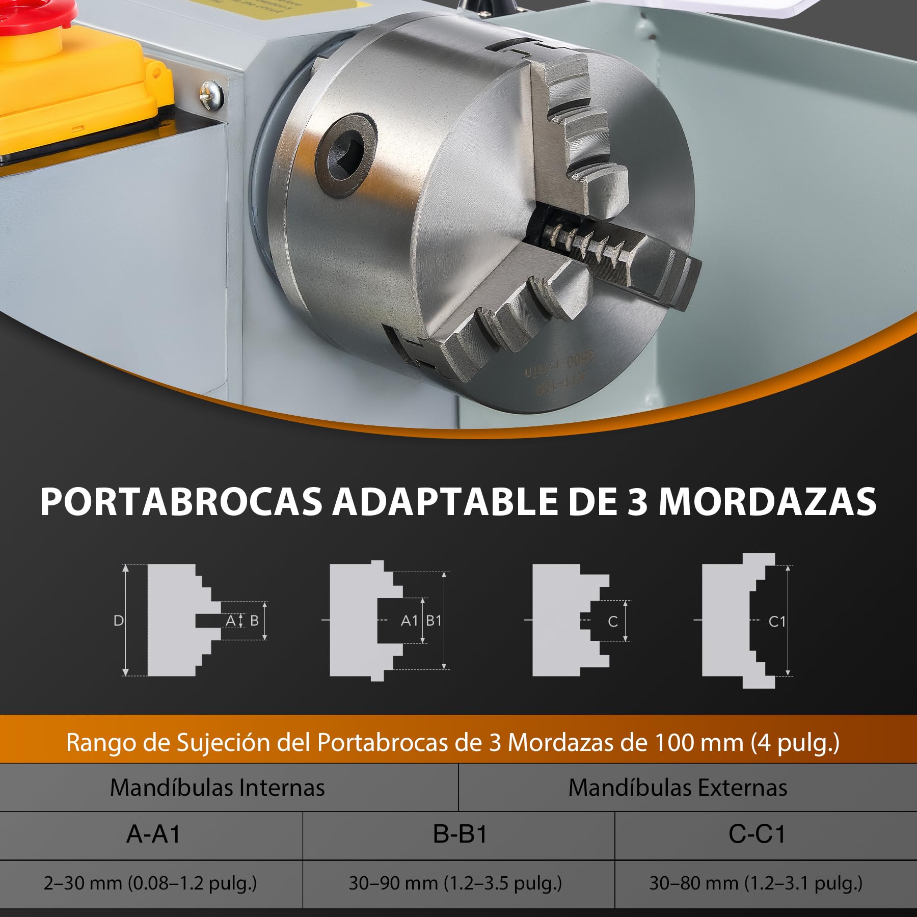 CREWORKS 550W Mini Torno de Metal, 180x350mm Torno para Metal de Sobremesa con Máx. Velocidad 2250RPM, Torno de Metal para Torneado de Metales para Roscar, Tornear
