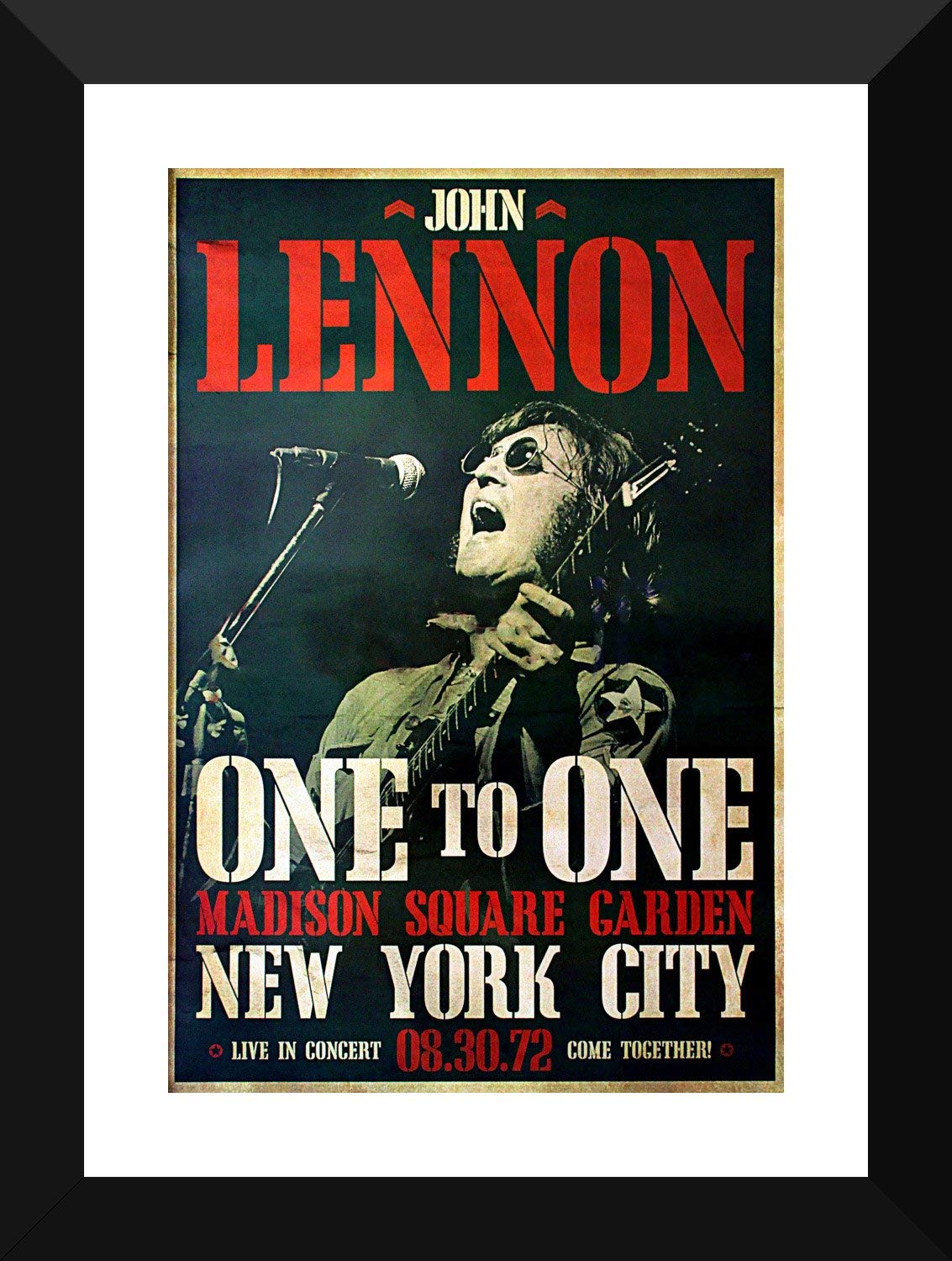 Tallenge - John Lennon 1972 Madison Square Garden Music Retro Concert Vintage Poster Collection - Small Poster Paper - Framed (12 x 17 inches)