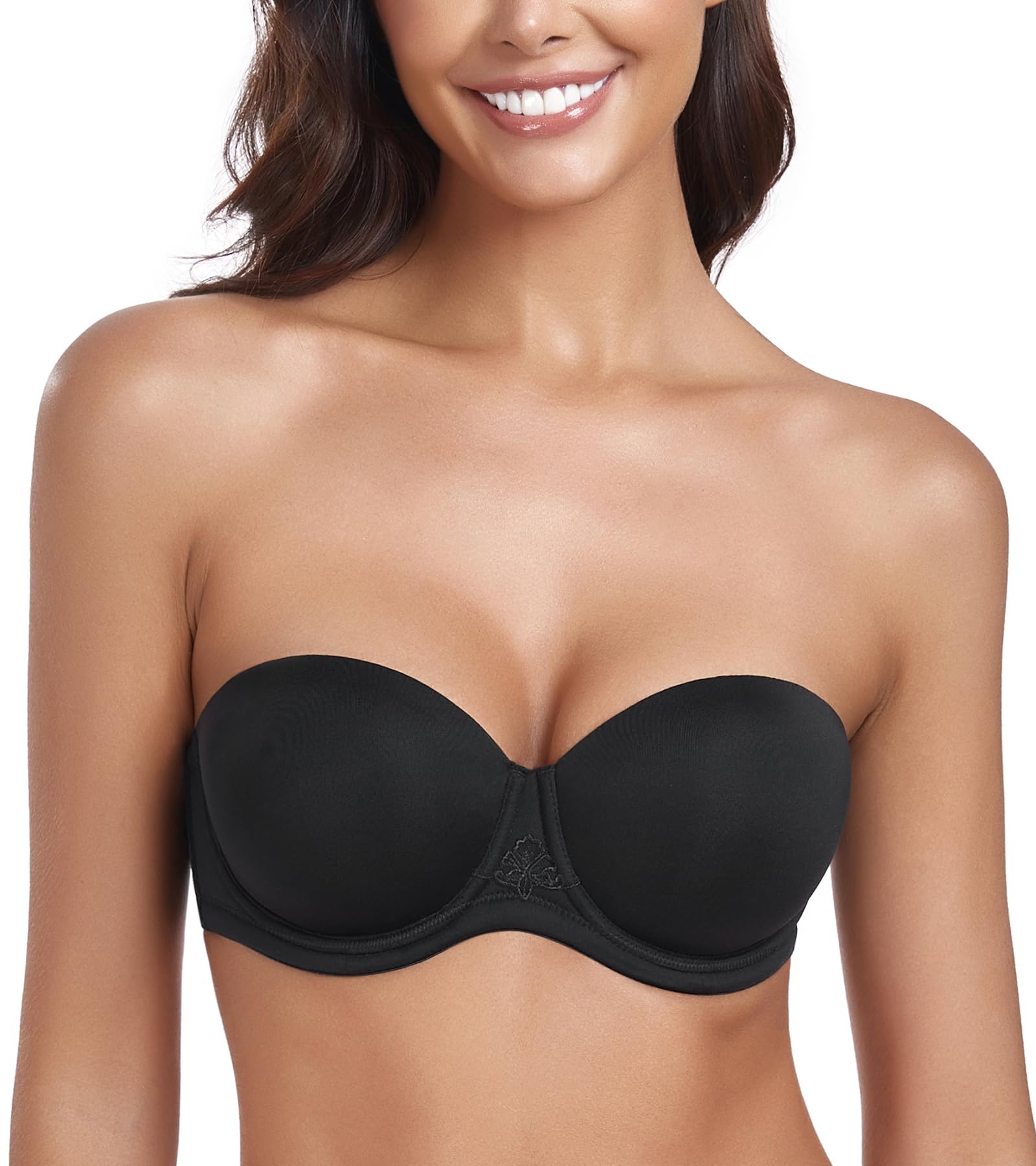 Lemorosy Vershcluss beha voor dames, volledige cups, ongevoerd, beugel, T- shirt, beha, comfort, grote maten, T-rug, bloemenkant, beige, 80E