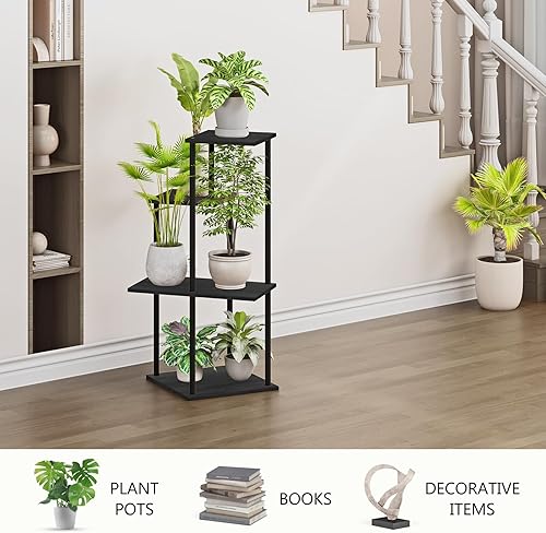 Miniatura 7 de Soporte para Plantas de Interior, Estante para Plantas Moderno de 4 Niveles para Múltiples Plantas, Soporte de Flores de Madera y Metal para Sala de