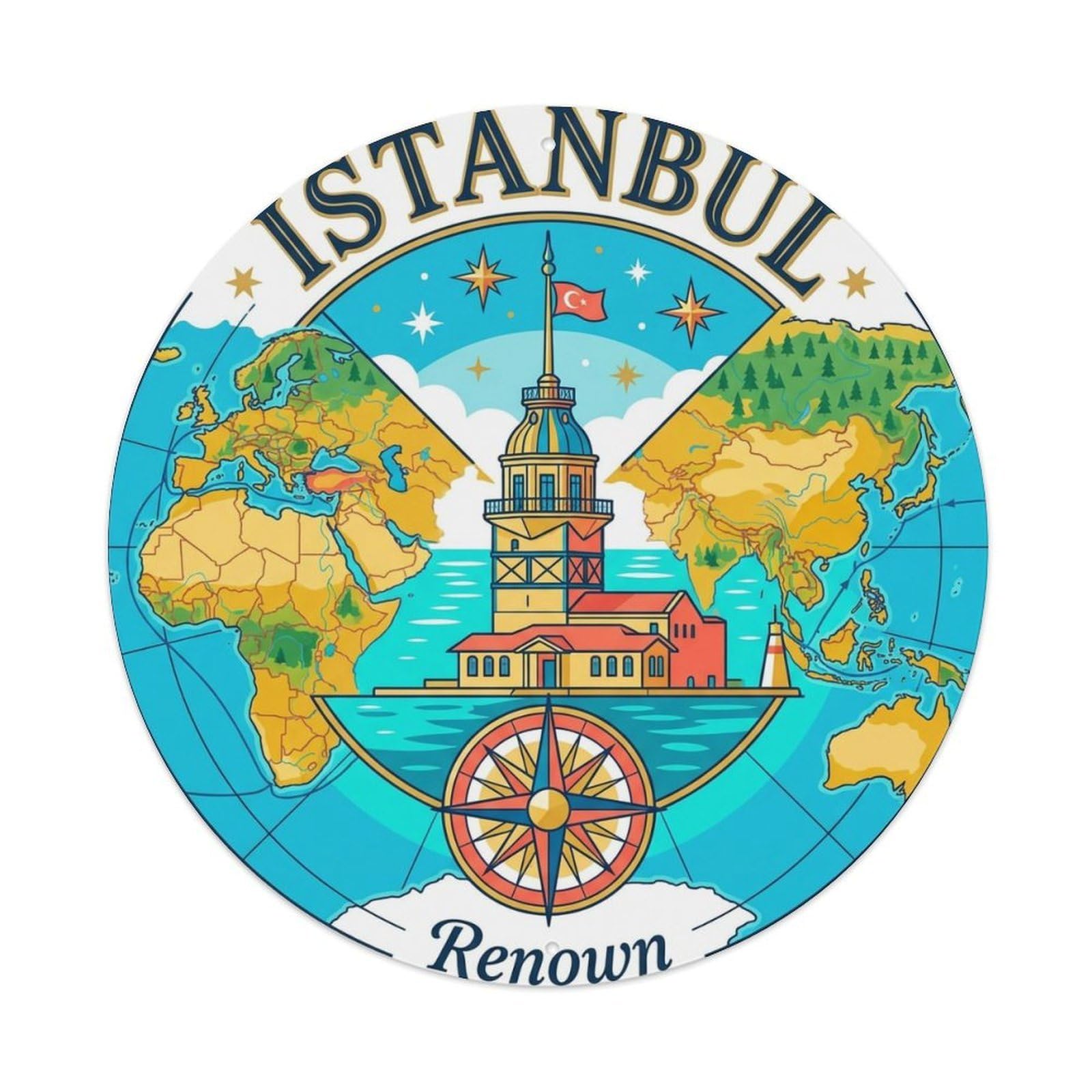 Vintage Travel Istanbul Turkey Renown Vintage Metal Tin Sign Plaque Wall Decor for Cafe, Club Bar, Office, Garden Metal Poster 8x8Inch