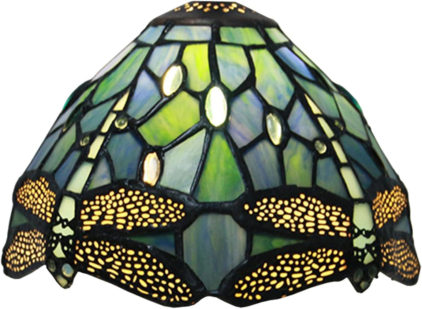 8 Inch Wide Tiffany Lamp Shade Accessories Replacement Only Stained Glass Dragonfly Lampshades Vintage Green Blue Yellow Light Cover for Table Lamp Pendant Light Desk Light,Blue