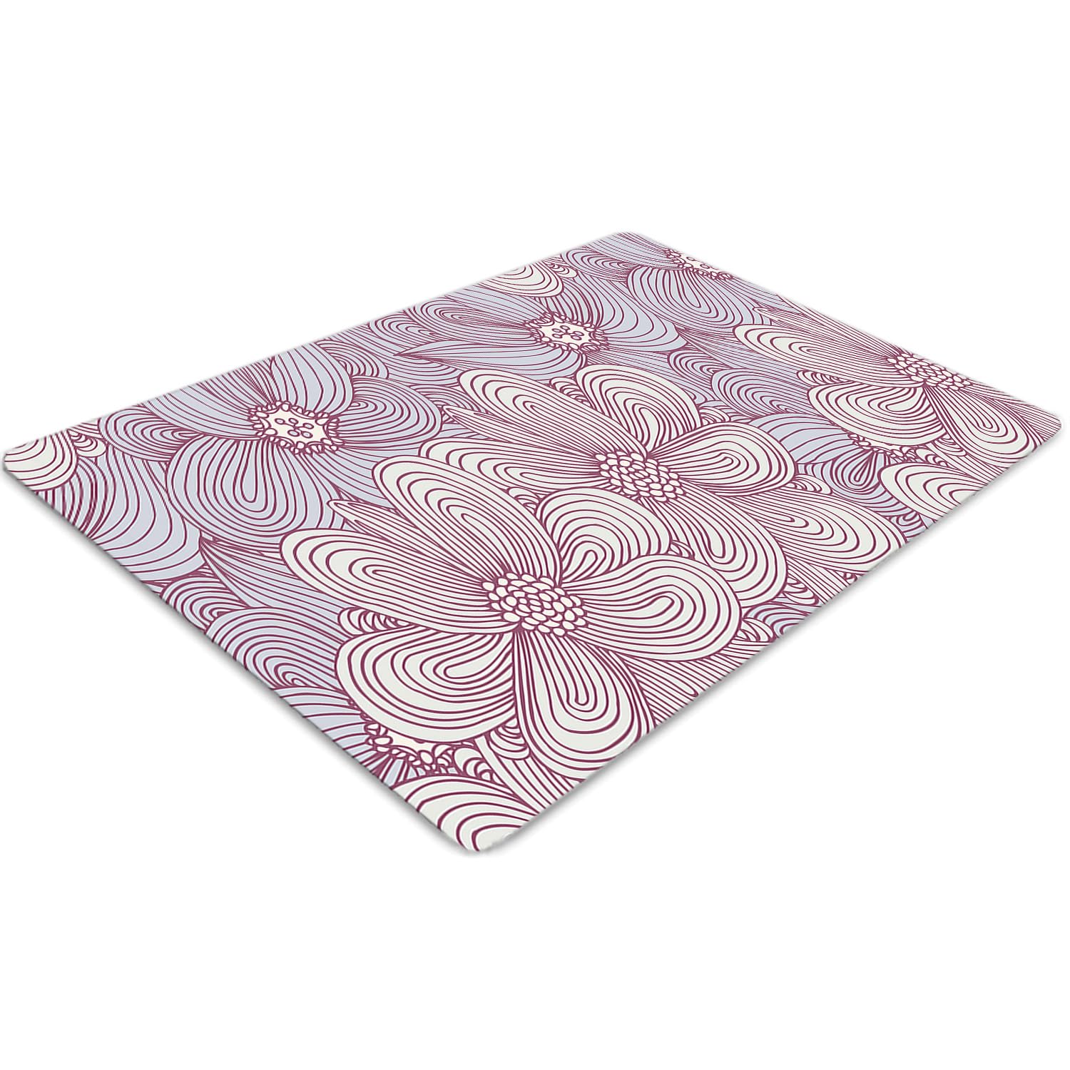 Tapis de chaise imperméable et antidérapant en PVC à motif fleuri pour protéger le sol