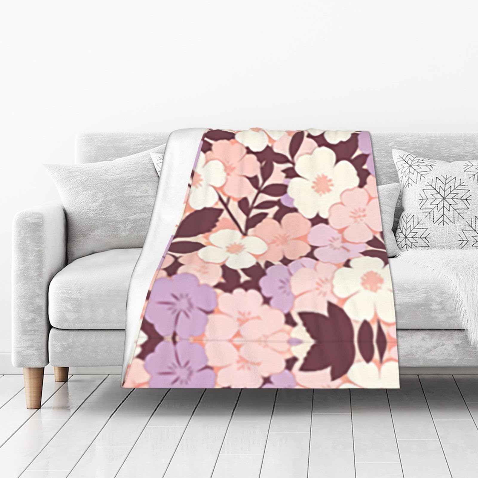 DUYIOKH Mauve Petals Print Thick Throw Blanket, Blanket for Couch Bed Warm Travel Blanket for Camping Movie Night