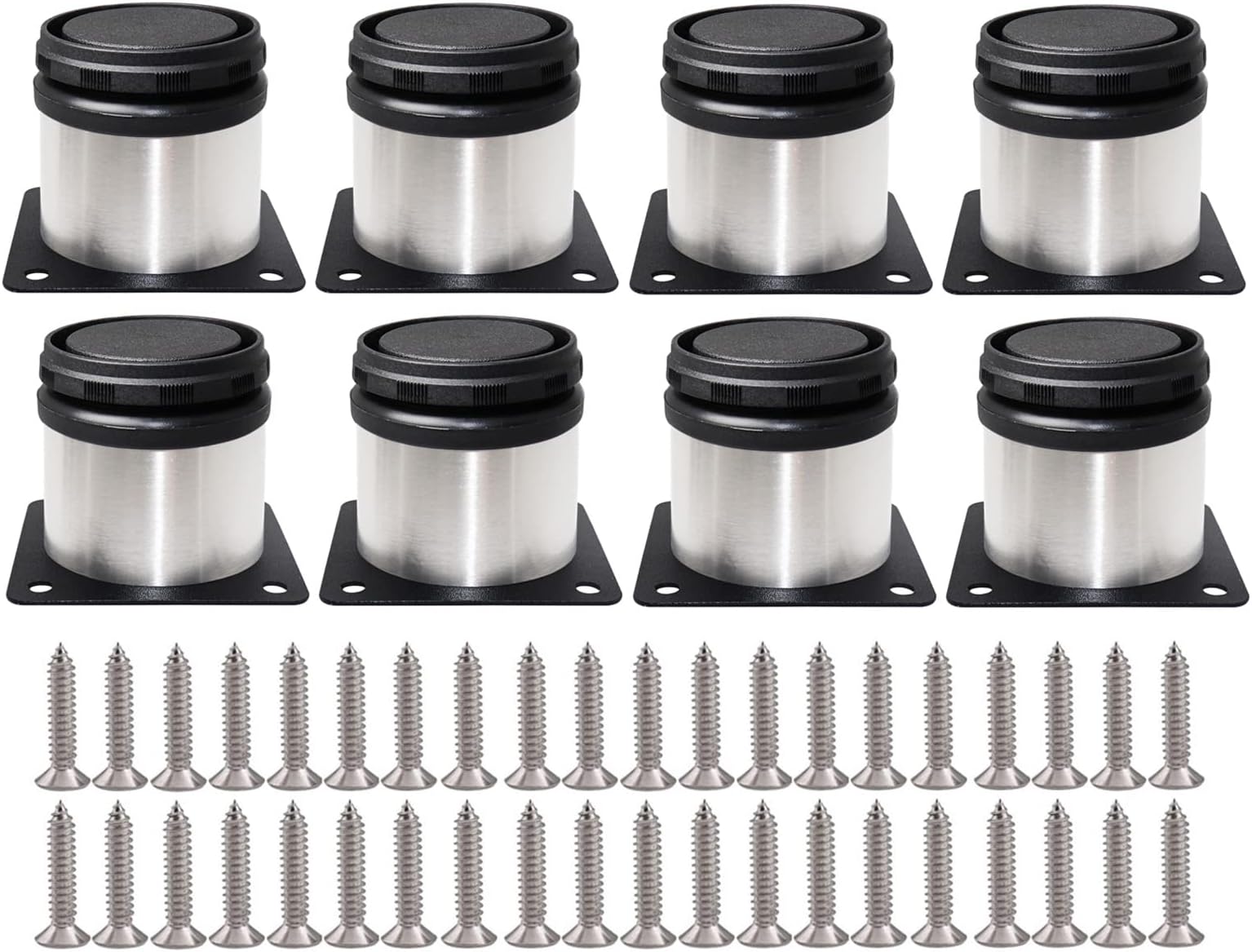 Piedi Letto In Metallo Nichel Satinato - Altezza 150mm, 4 Pezzi, Stile Moderno - Foto 3