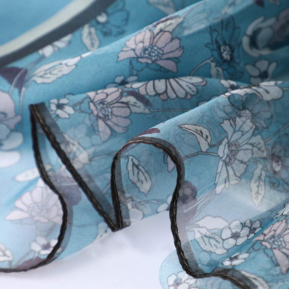 STORY OF SHANGHAI Sciarpa di 100% Seta da Donna Foulard Chiffon con Fantasie Orientale Semi-Trasparente
